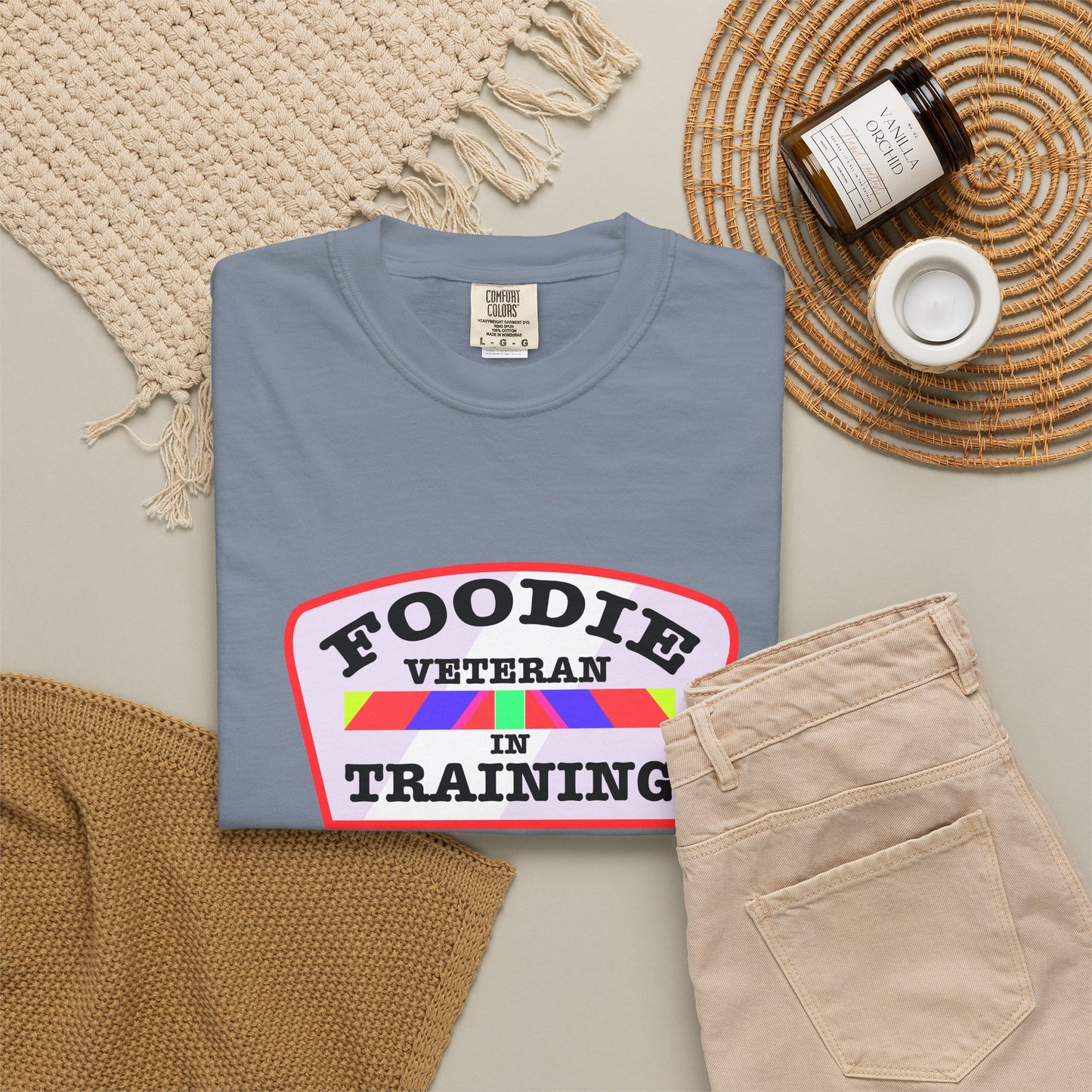 L.O.E.F Foodie Veteran IN TRAINING Unisex Tee Shirt (Soft Pink)