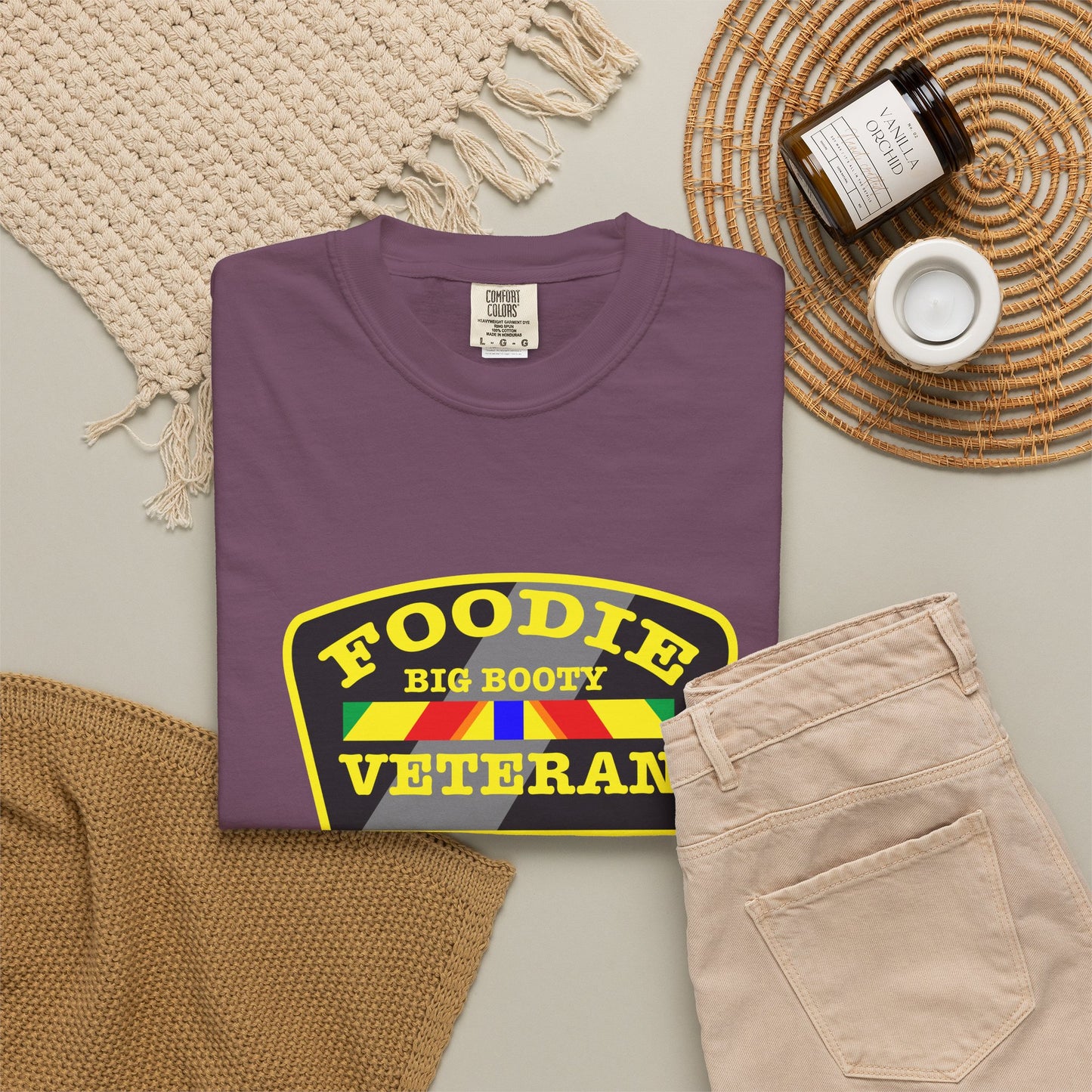 L.O.E.F Foodie Veteran BIG BOOTY Unisex Tee Shirt (Yellow)