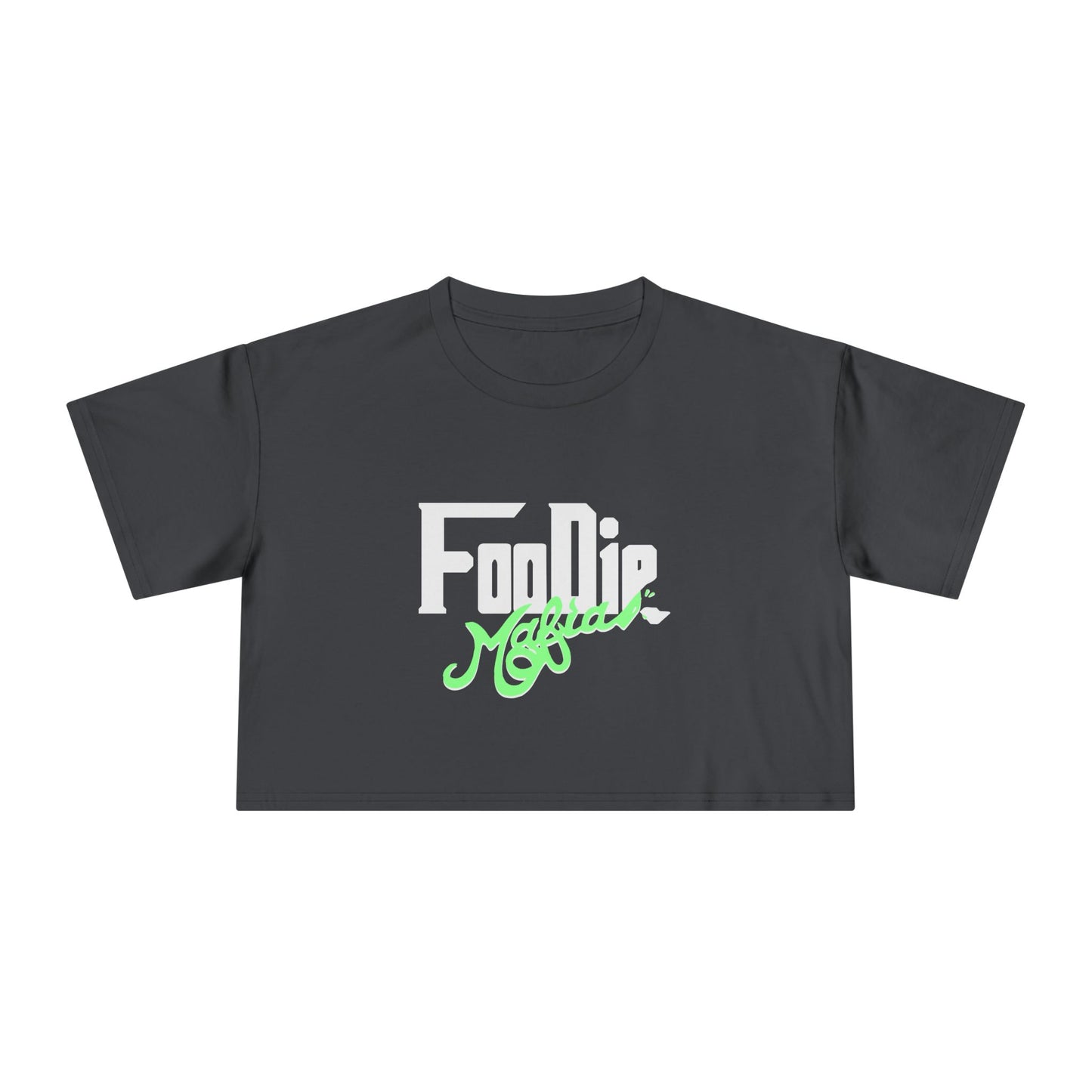 L.O.E.F White Foodie Mafia Women Crop Tee (Mint Green)