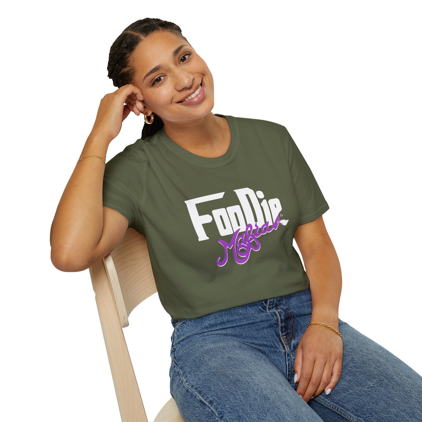 L.O.E.F White Foodie Mafia Unisex Tee Shirt  (Purple)