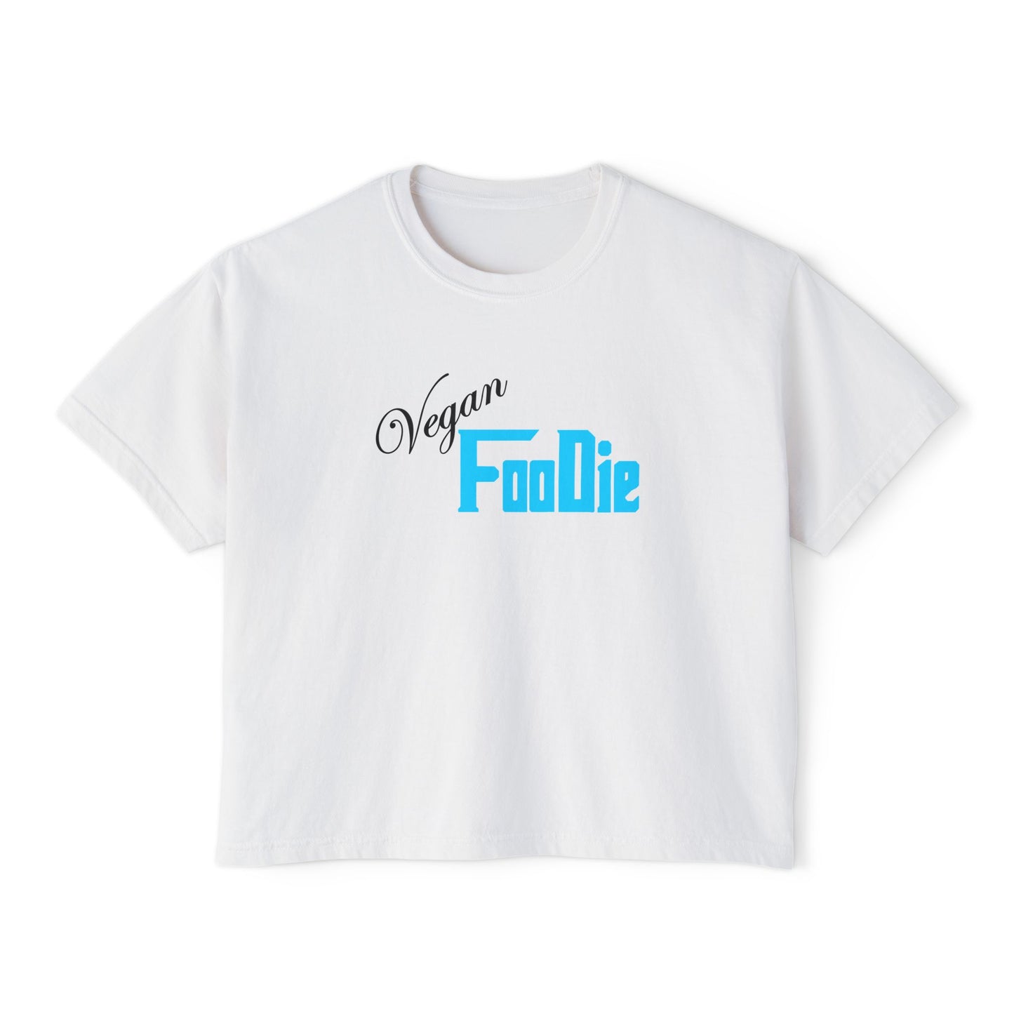 L.O.E.F Women Vegan Foodie Boxy Tee (Neon Blue)