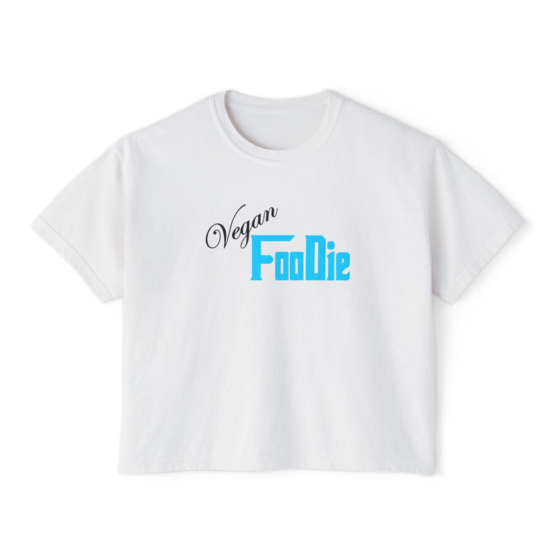 L.O.E.F Women Vegan Foodie Boxy Tee (Neon Blue)
