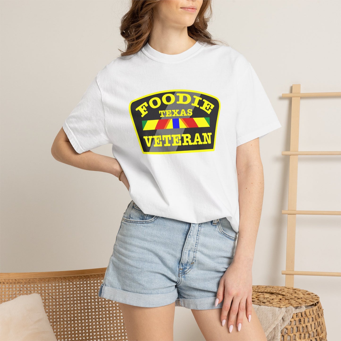 L.O.E.F Foodie Veteran TEXAS Unisex Tee Shirt (Yellow)