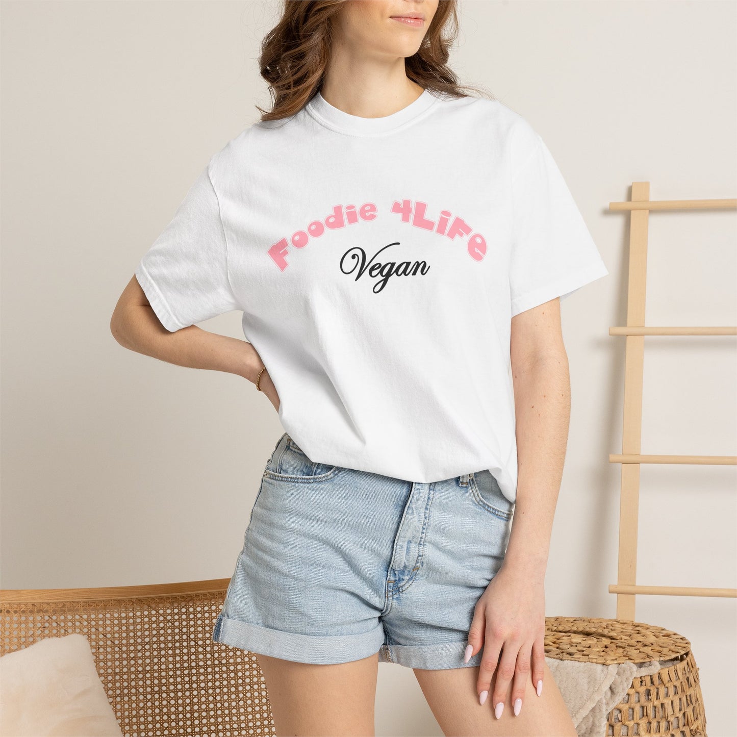 L.O.E.F Foodie 4Life Vegan Unisex Tee Shirt (Soft Pink)