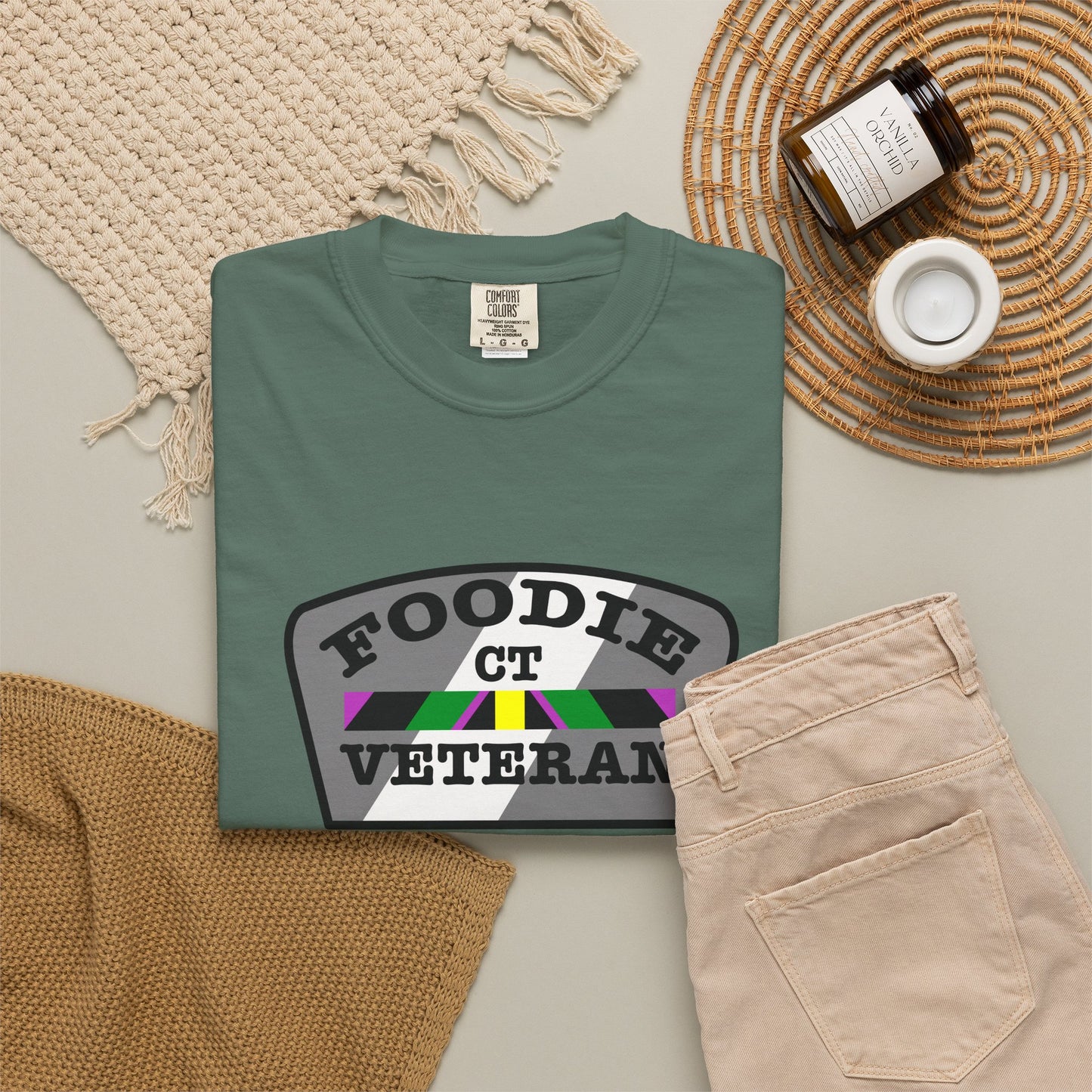 L.O.E.F Foodie Veteran CT Unisex Tee Shirt (Gray)