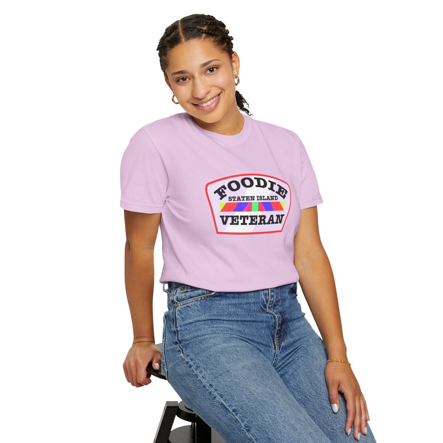 L.O.E.F Foodie Veteran STATEN ISLAND Unisex Tee Shirt (Soft Pink)