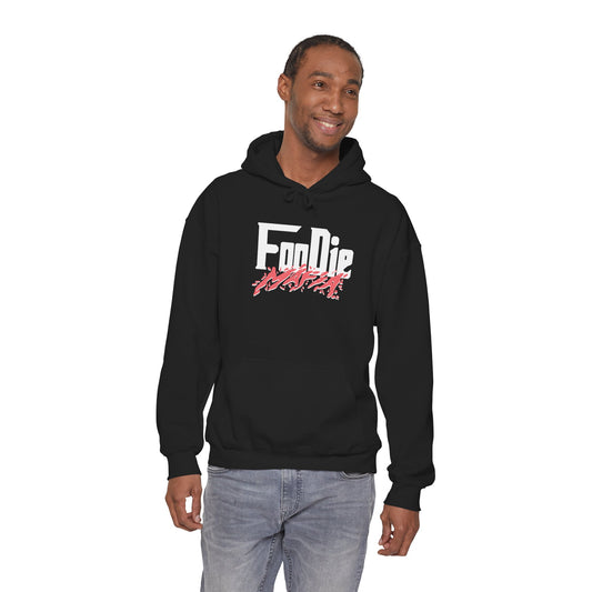 L.O.E.F White Foodie Mafia Unisex Hooded Sweatshirt (Soft Red)