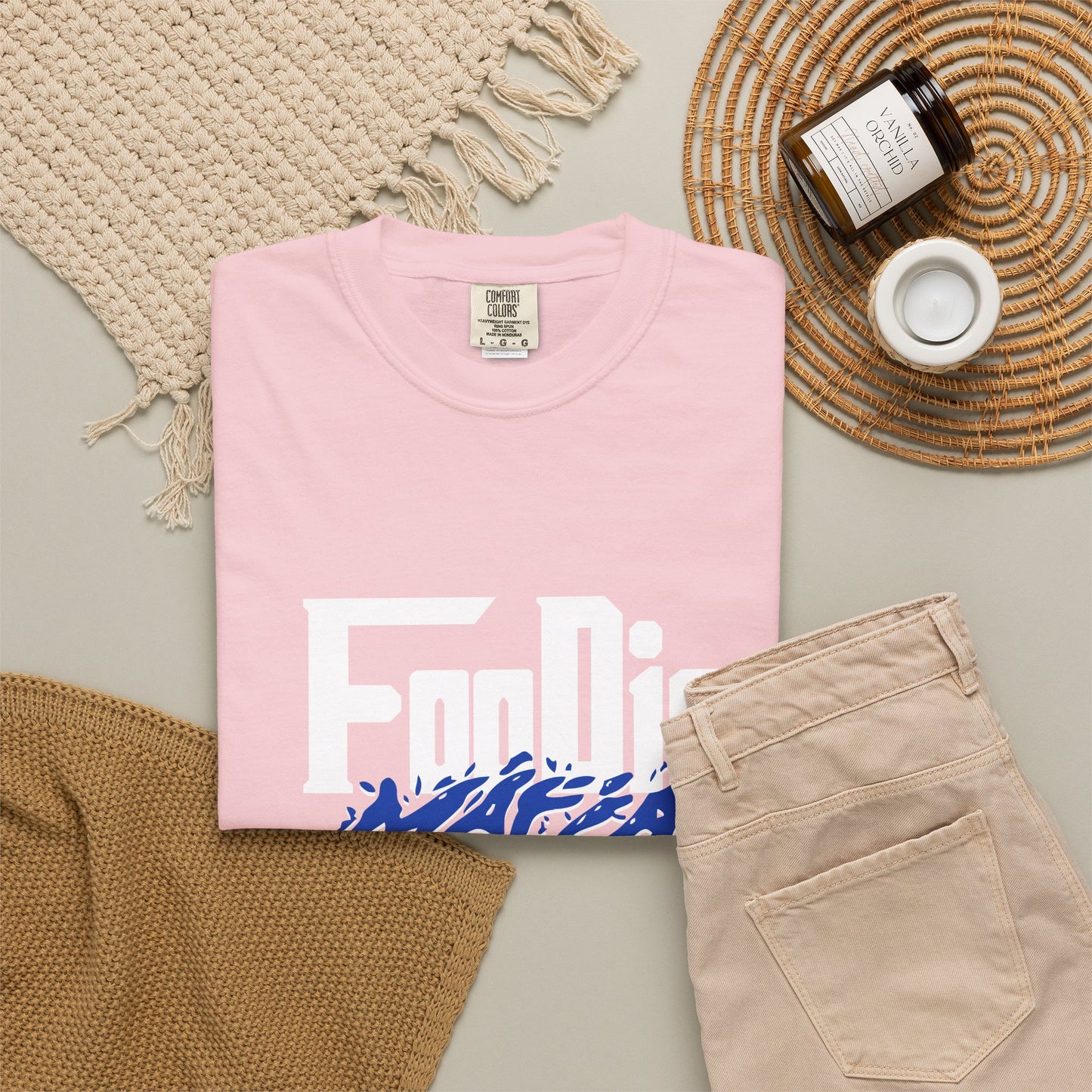 L.O.E.F White Foodie Mafia Unisex Tee shirt (Cobalt Blue)