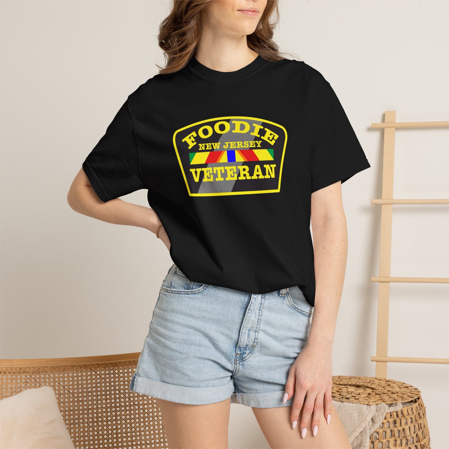 L.O.E.F Foodie Veteran NEW JERSEY Unisex Tee Shirt (Yellow)