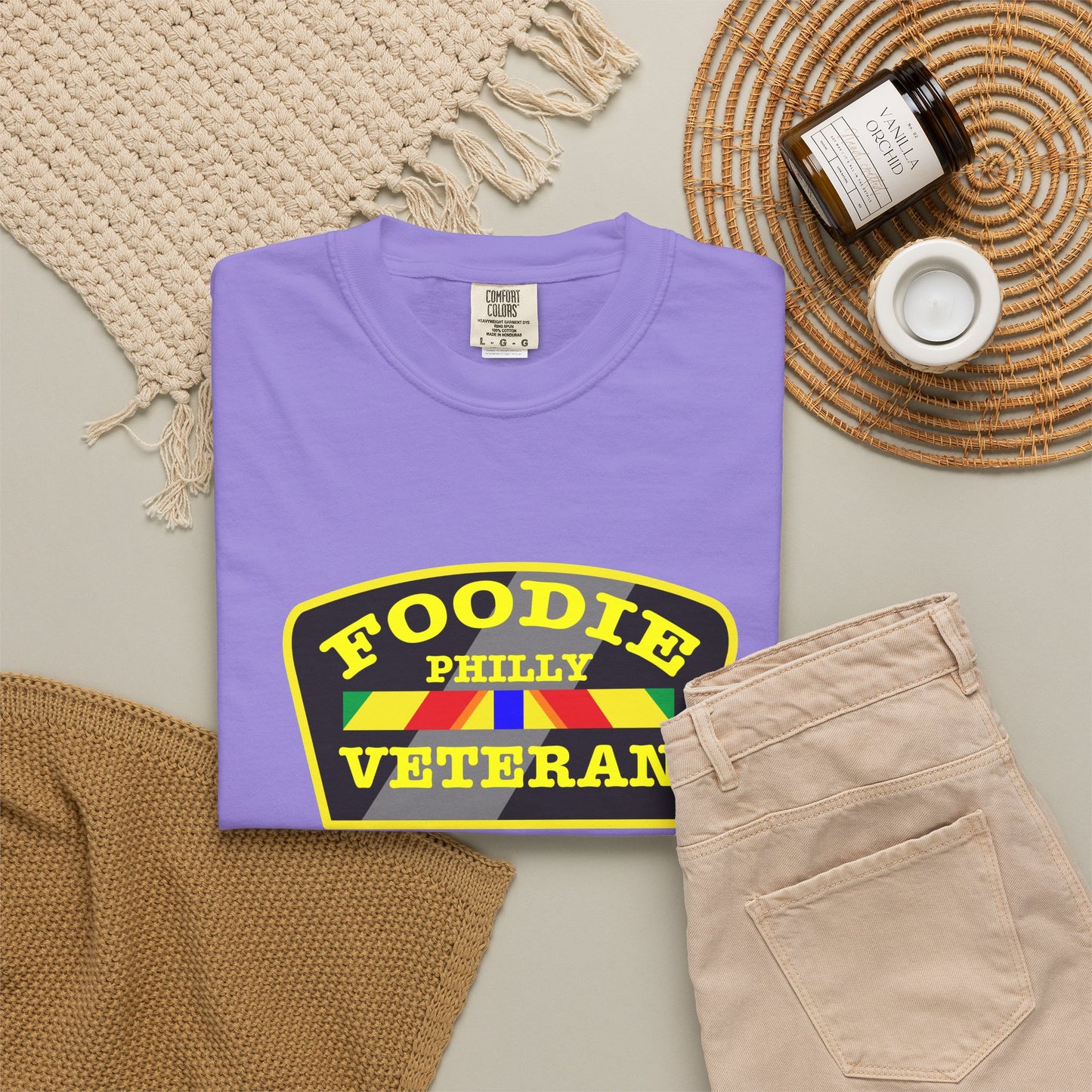 L.O.E.F Foodie Veteran PHILLY Unisex Tee Shirt (Yellow)