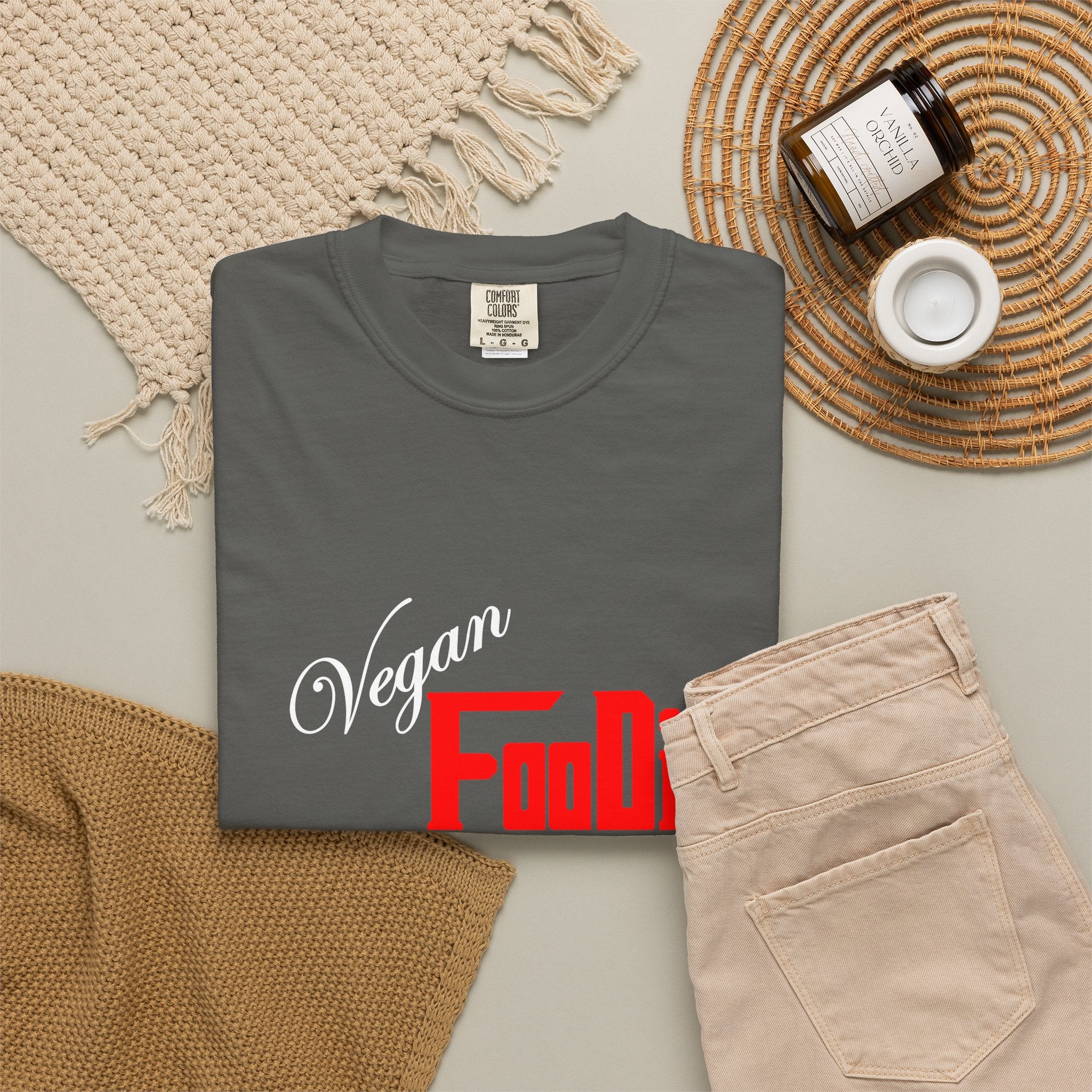 L.O.E.F Unisex Vegan Foodie Tee Shirt (Fiery Red)