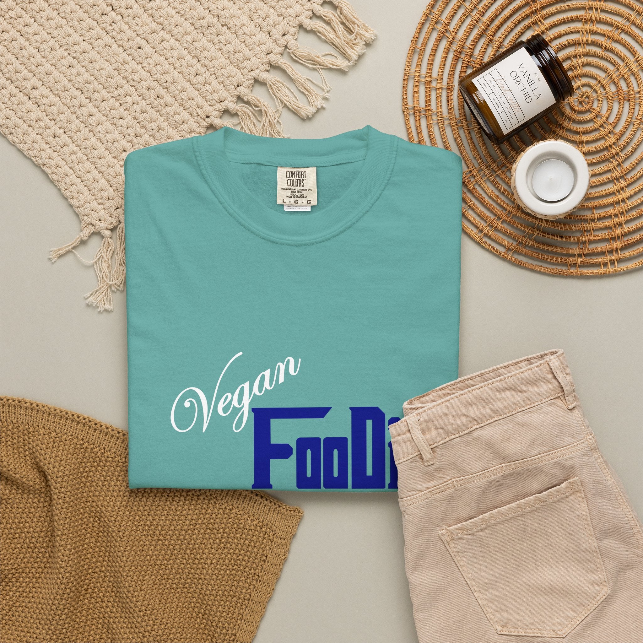 L.O.E.F Unisex Vegan Foodie Tee Shirt (Dark Blue)
