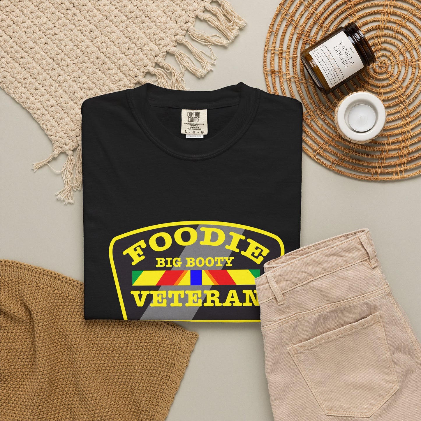 L.O.E.F Foodie Veteran BIG BOOTY Unisex Tee Shirt (Yellow)