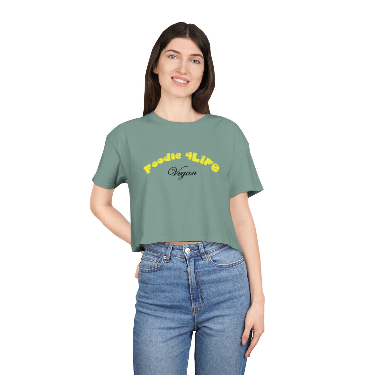 L.O.E.F Foodie 4Life Vegan Crop Top (Yellow)