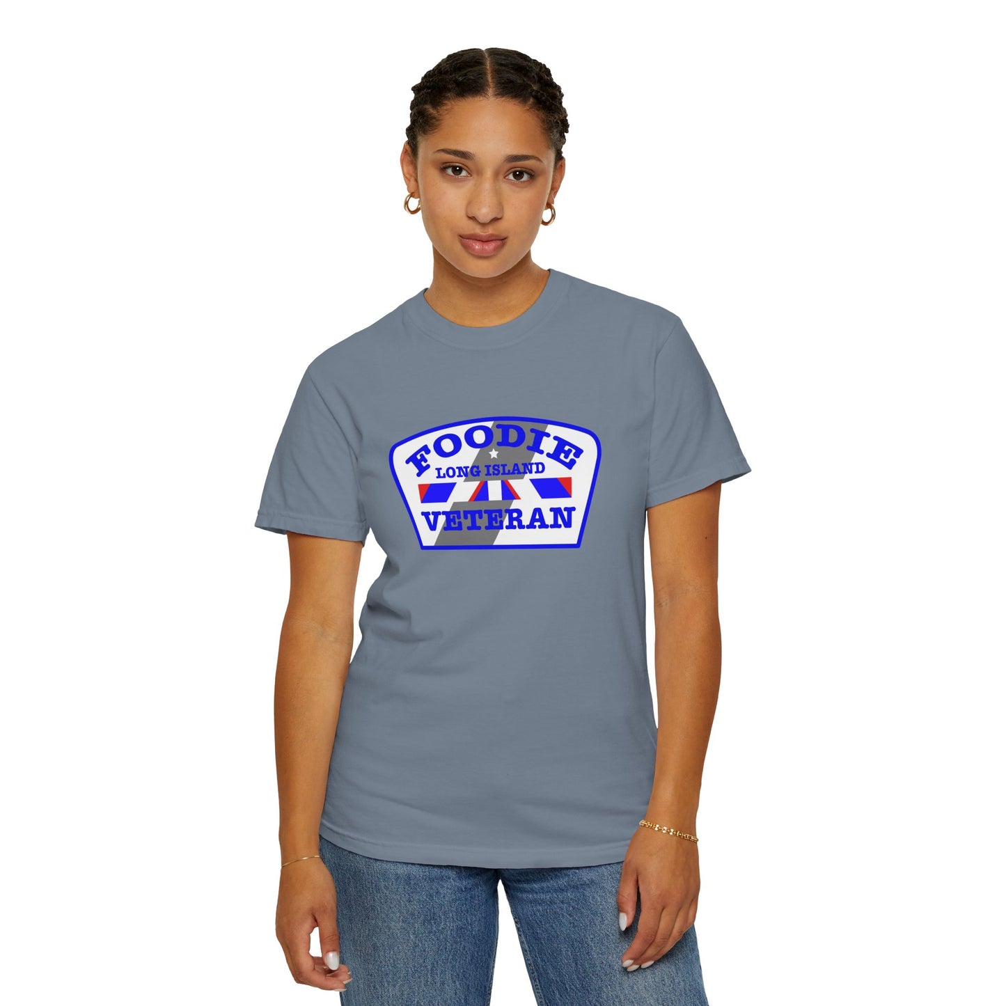 L.O.E.F Foodie Veteran Long Island Unisex Tee Shirt (Blue)