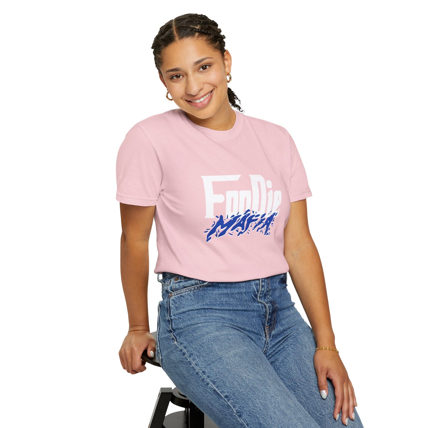 L.O.E.F White Foodie Mafia Unisex Tee shirt (Cobalt Blue)