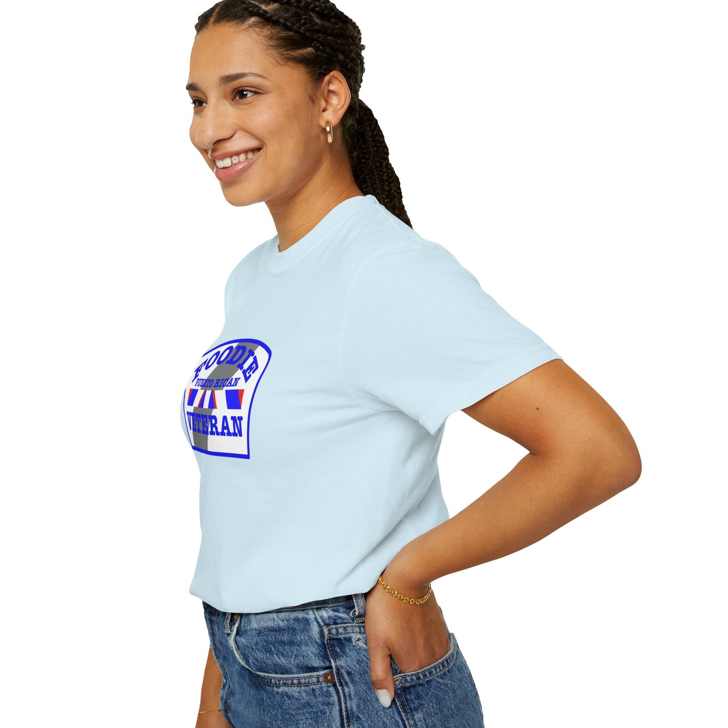 L.O.E.F Foodie Veteran Puerto Rican Unisex Tee Shirt (Blue)