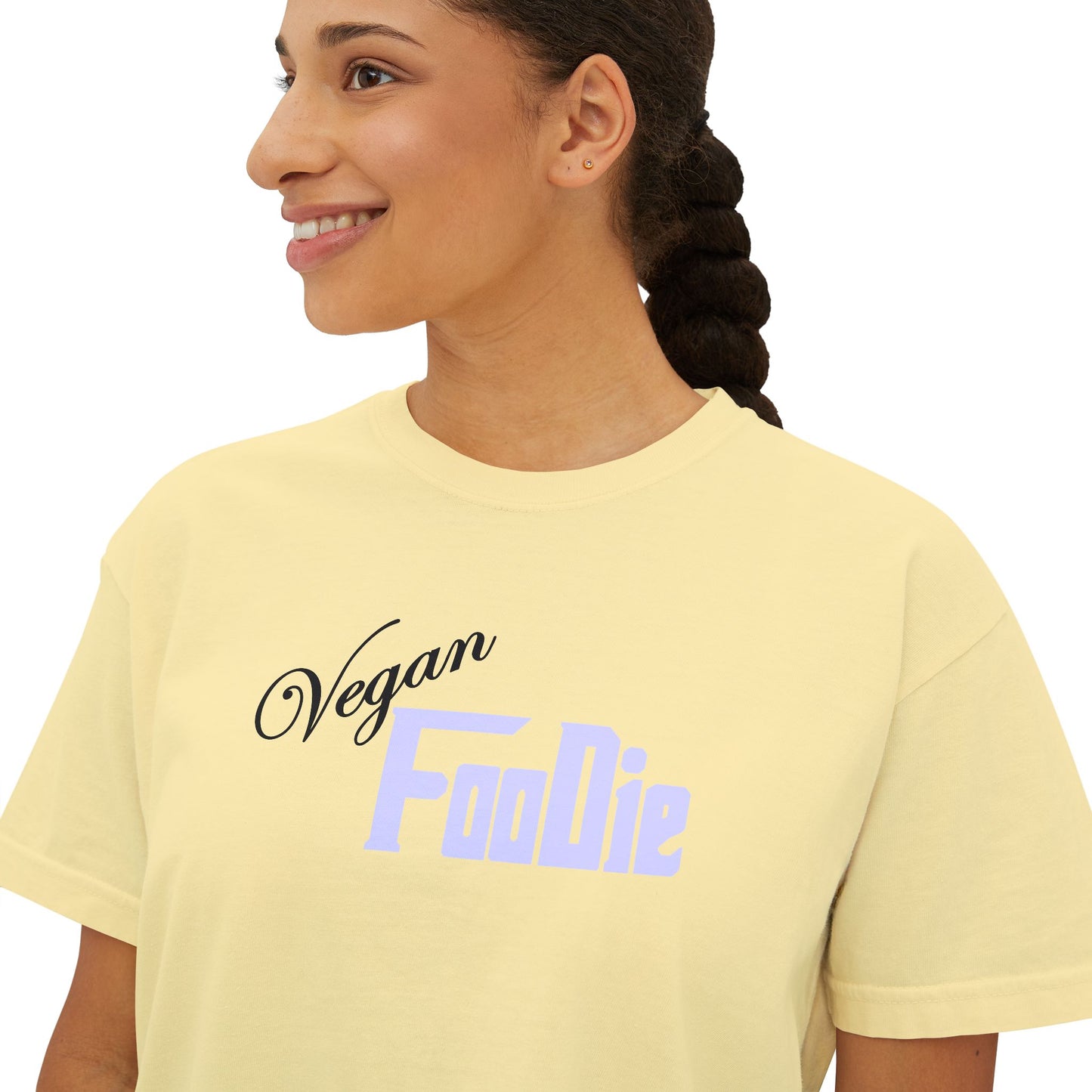 L.O.E.F Women Vegan Foodie Boxy Tee (Lavender)