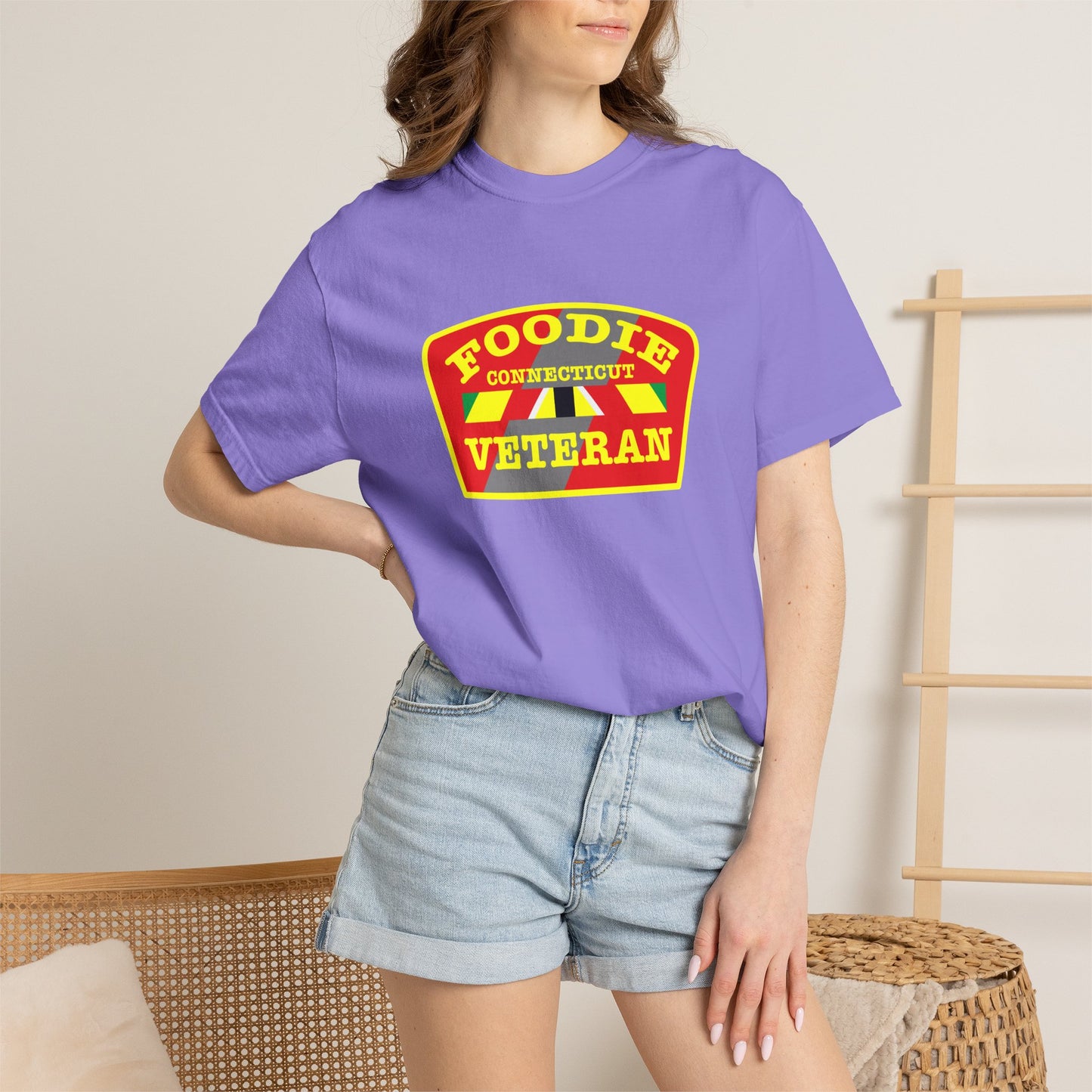 L.O.E.F Foodie Veteran CONNECTICUT Unisex Tee Shirt (Yellow)