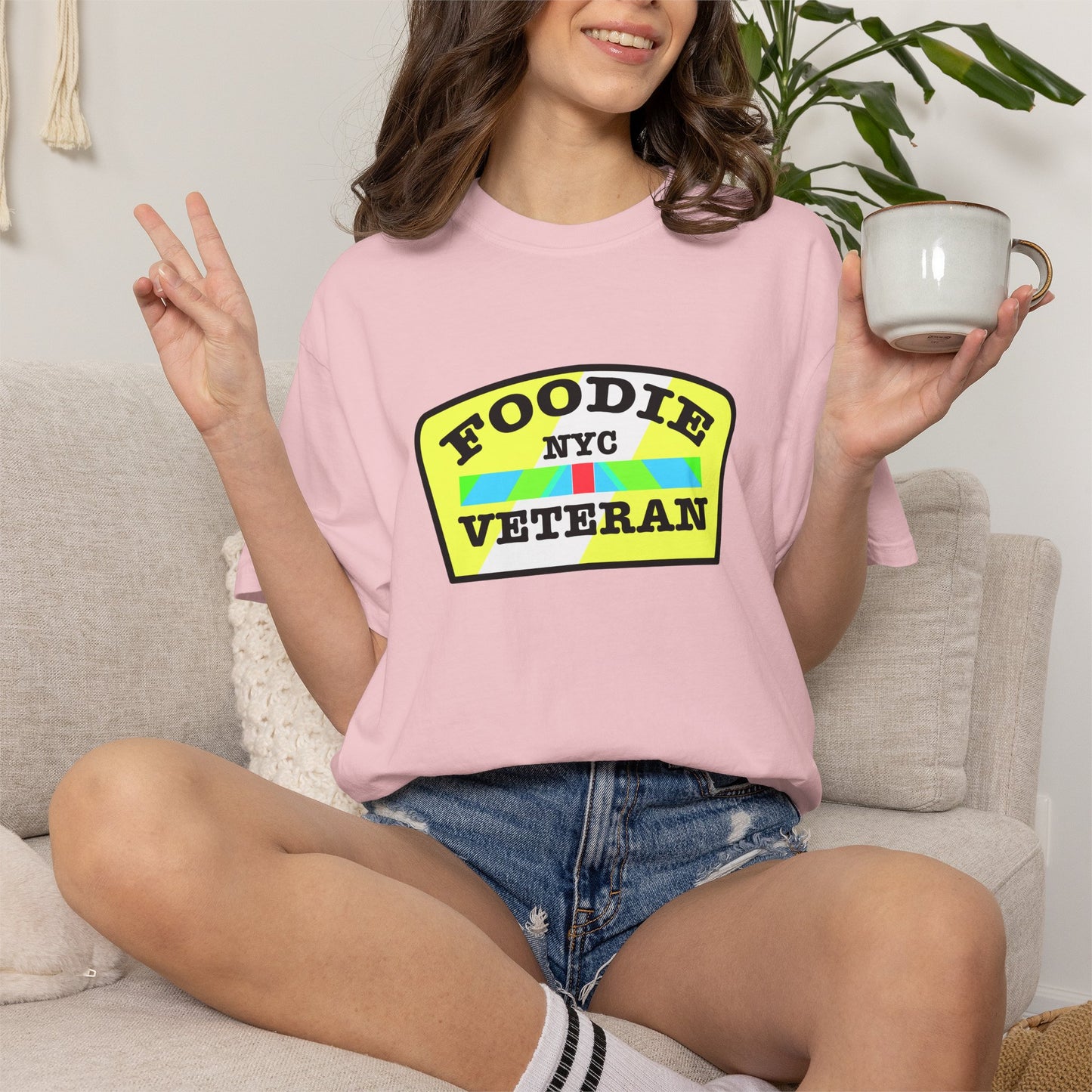 L.O.E.F Foodie Veteran NYC Unisex Tee Shirt (Yellow and Black)