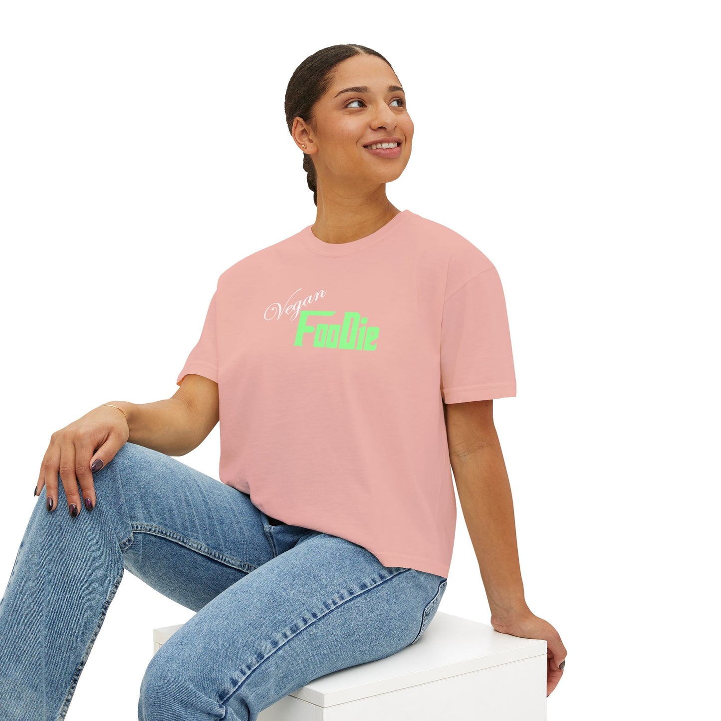 L.O.E.F Women Vegan Foodie Boxy Tee (Mint Green)