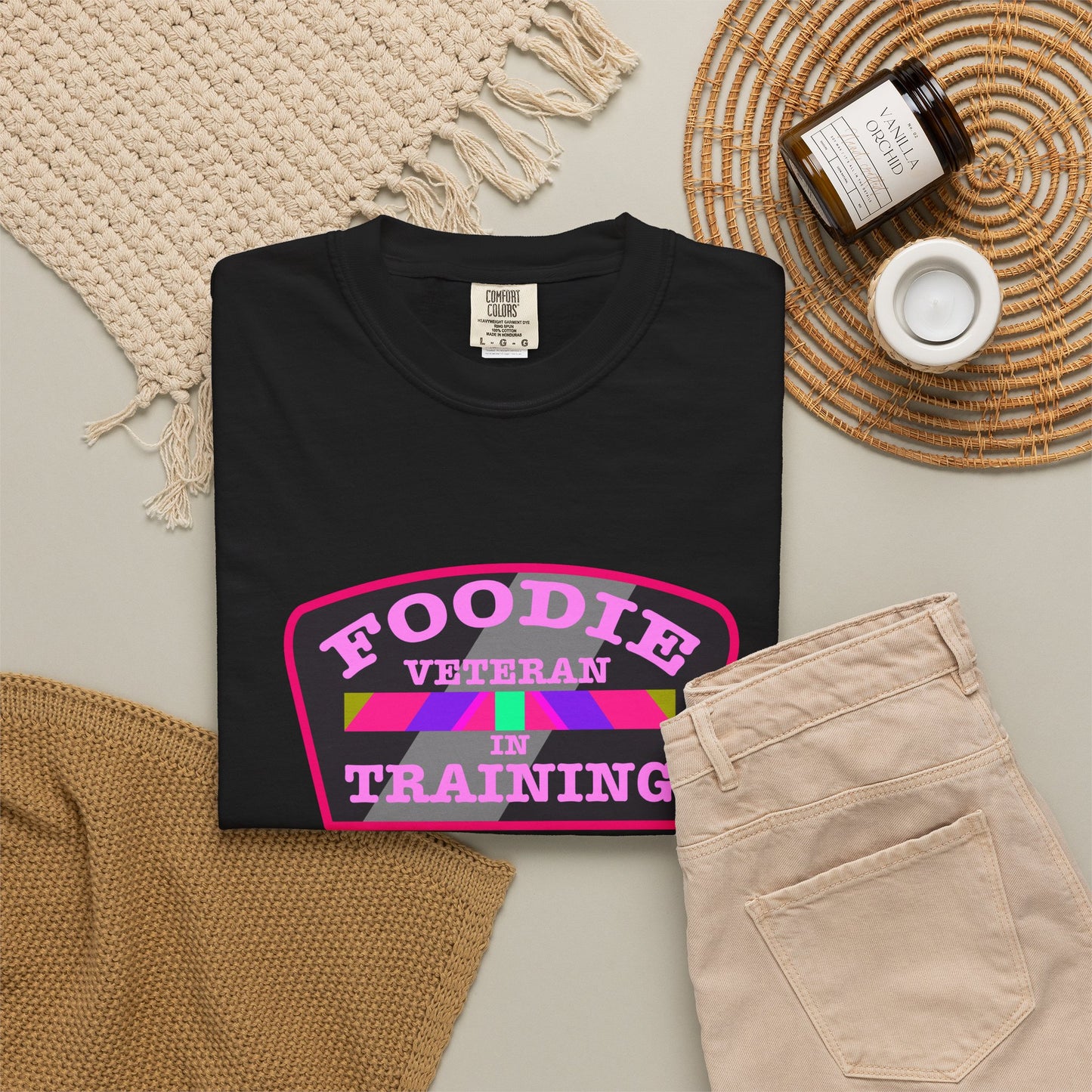 L.O.E.F Foodie Veteran IN TRAINING Unisex Tee Shirt (Pink)