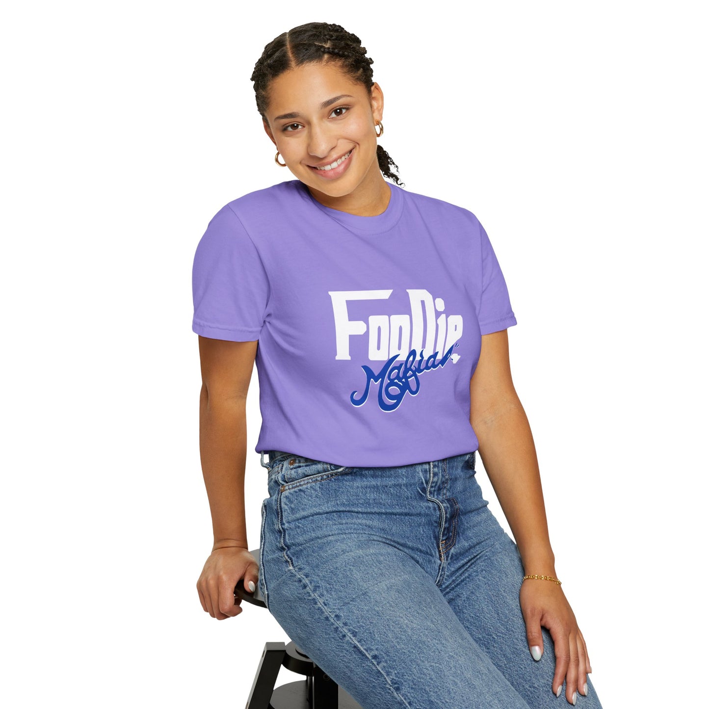 L.O.E.F White Foodie Mafia Unisex Tee shirt (Dark Blue)