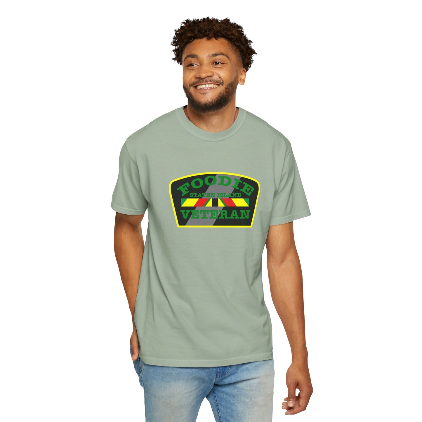 L.O.E.F Foodie Veteran STATEN ISLAND Unisex Tee Shirt (Green)