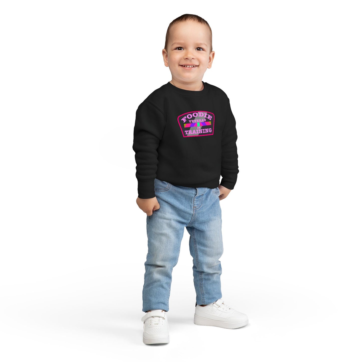 L.O.E.F Foodie Veteran In Training Toddler Sweatshirt (Pink)