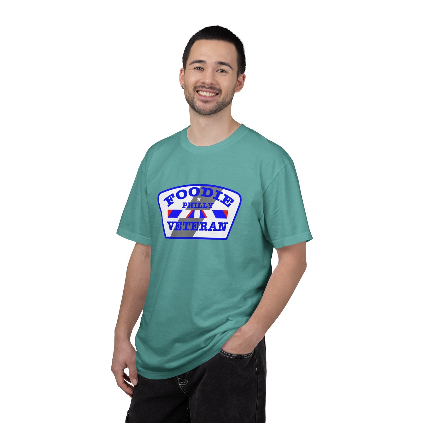 L.O.E.F Foodie Veteran PHILLY Unisex Tee Shirt (Blue)