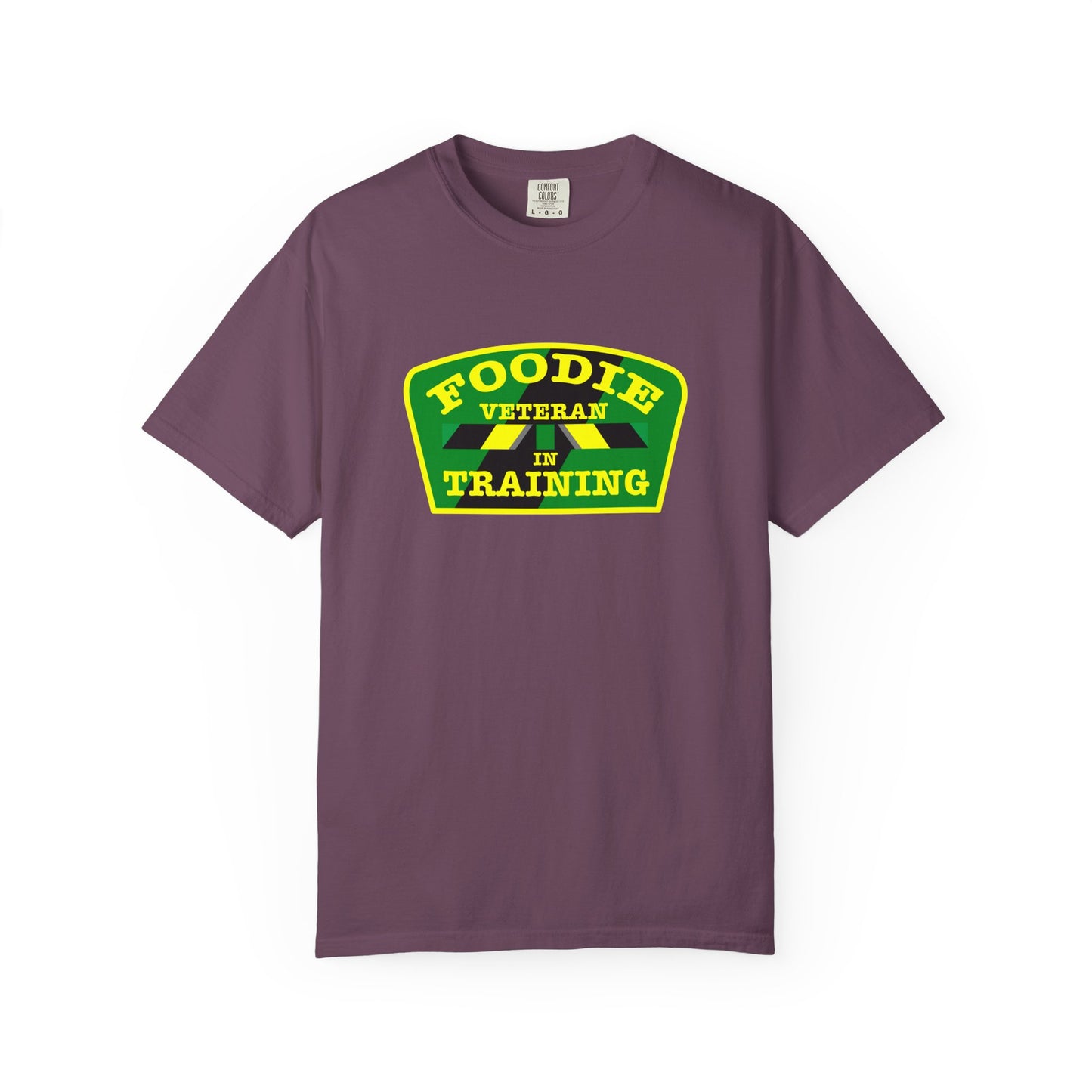 L.O.E.F Foodie Veteran IN TRAINING Unisex Tee Shirt (Yellow and Green)