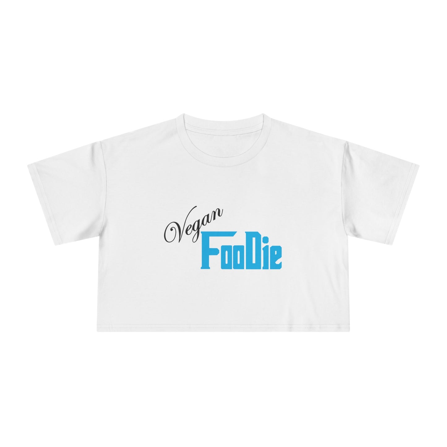 L.O.E.F Women Vegan Foodie Crop Tee (Sky Blue)