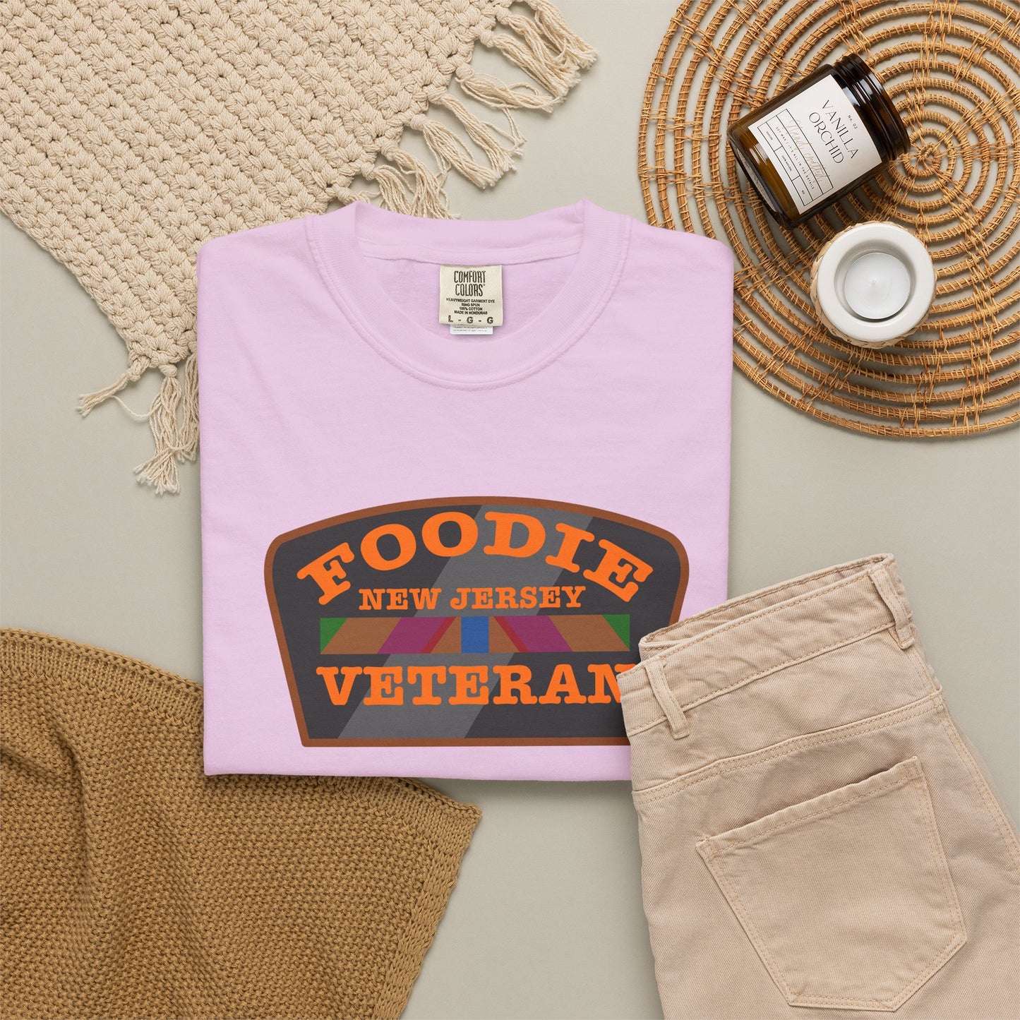 L.O.E.F Foodie Veteran NEW JERSEY Unisex Tee Shirt (Orange)