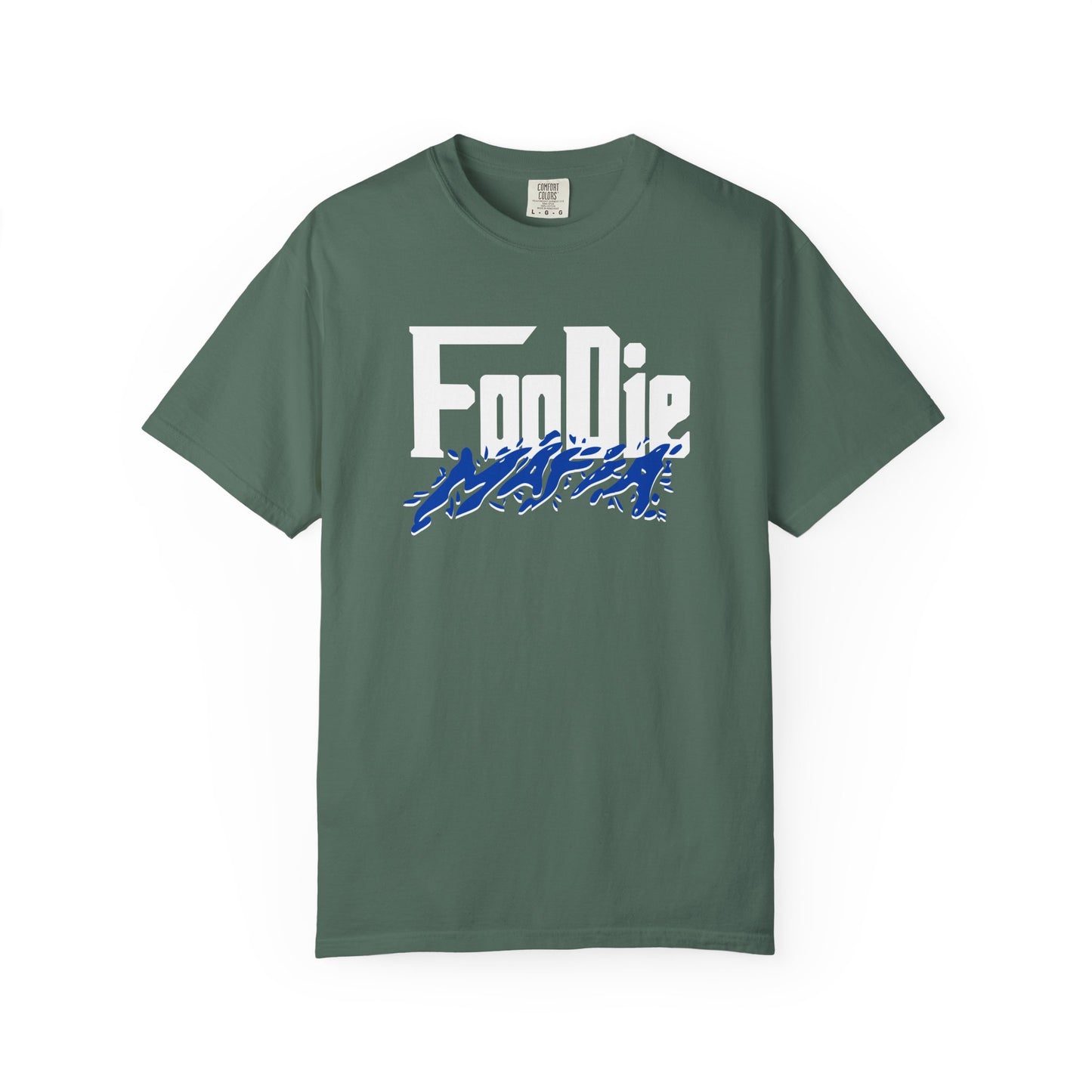 L.O.E.F White Foodie Mafia Unisex Tee Shirt (Cobalt Blue)