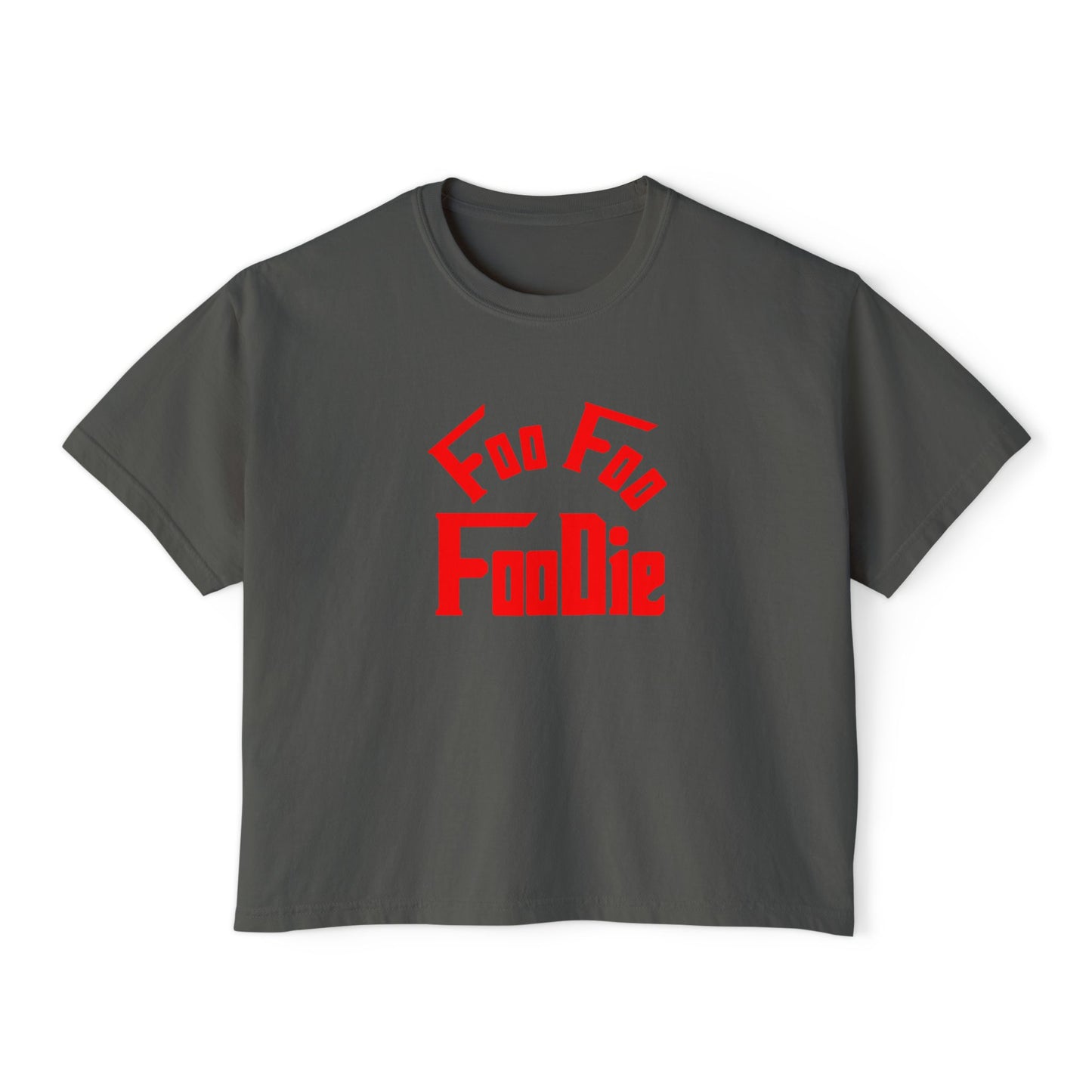 L.O.E.F FOO FOO FOODIE Women Boxy Tee(Fiery Red)
