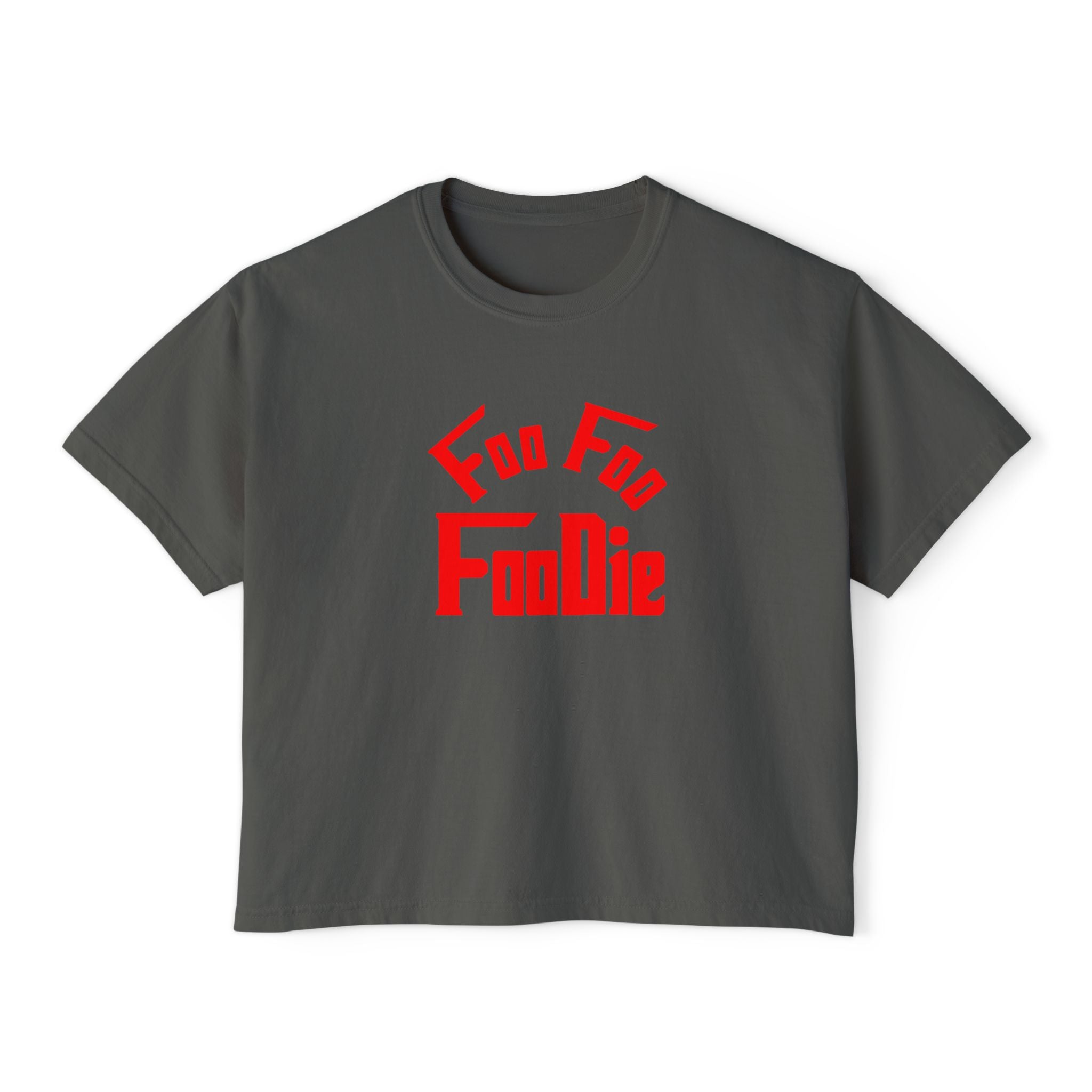 L.O.E.F FOO FOO FOODIE Women Boxy Tee(Fiery Red)