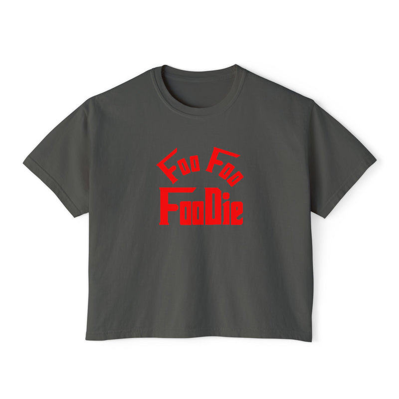 L.O.E.F FOO FOO FOODIE Women Boxy Tee(Fiery Red)