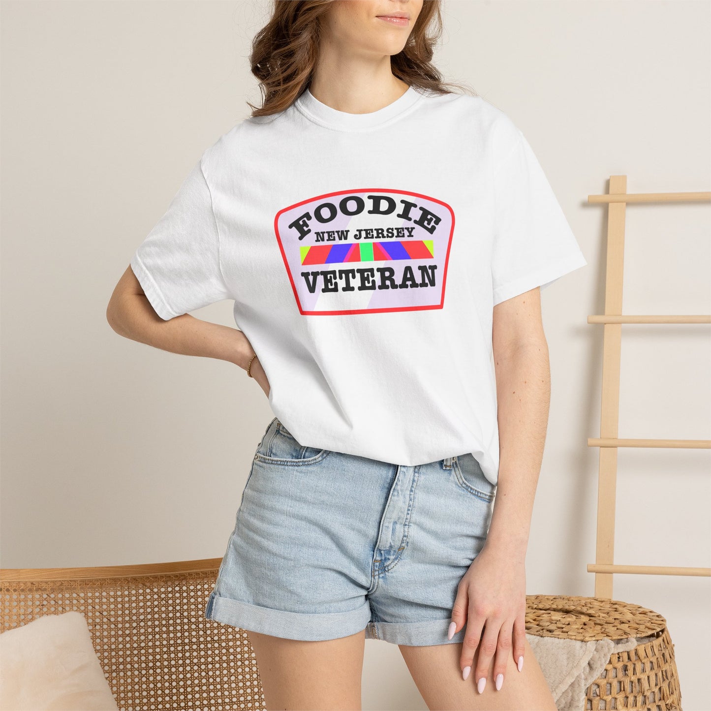 L.O.E.F Foodie Veteran NEW JERSEY Unisex Tee Shirt (Soft Pink)