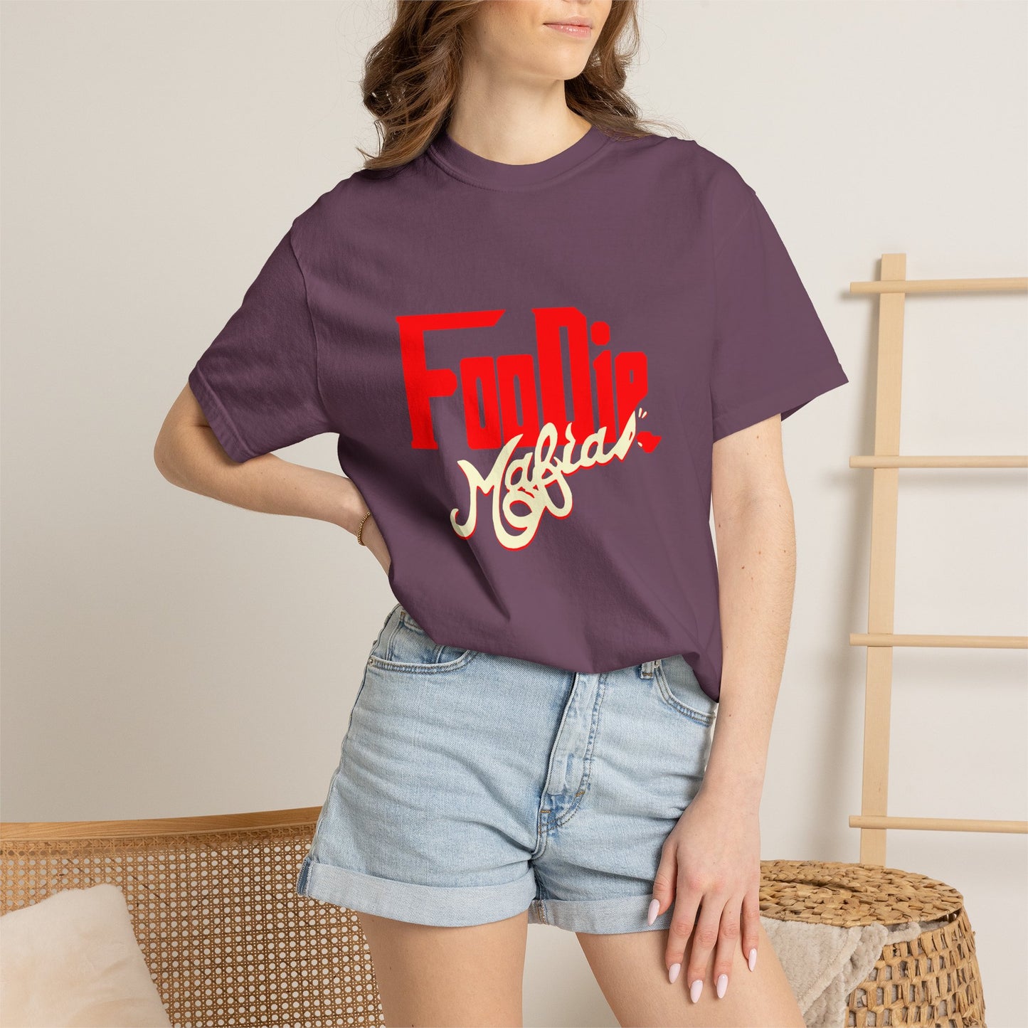L.O.E.F Red Foodie Mafia Unisex Tee Shirt (Cream)