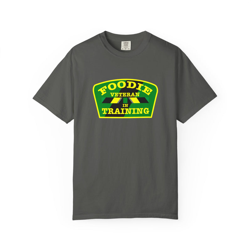 L.O.E.F Foodie Veteran IN TRAINING Unisex Tee Shirt (Yellow and Green)