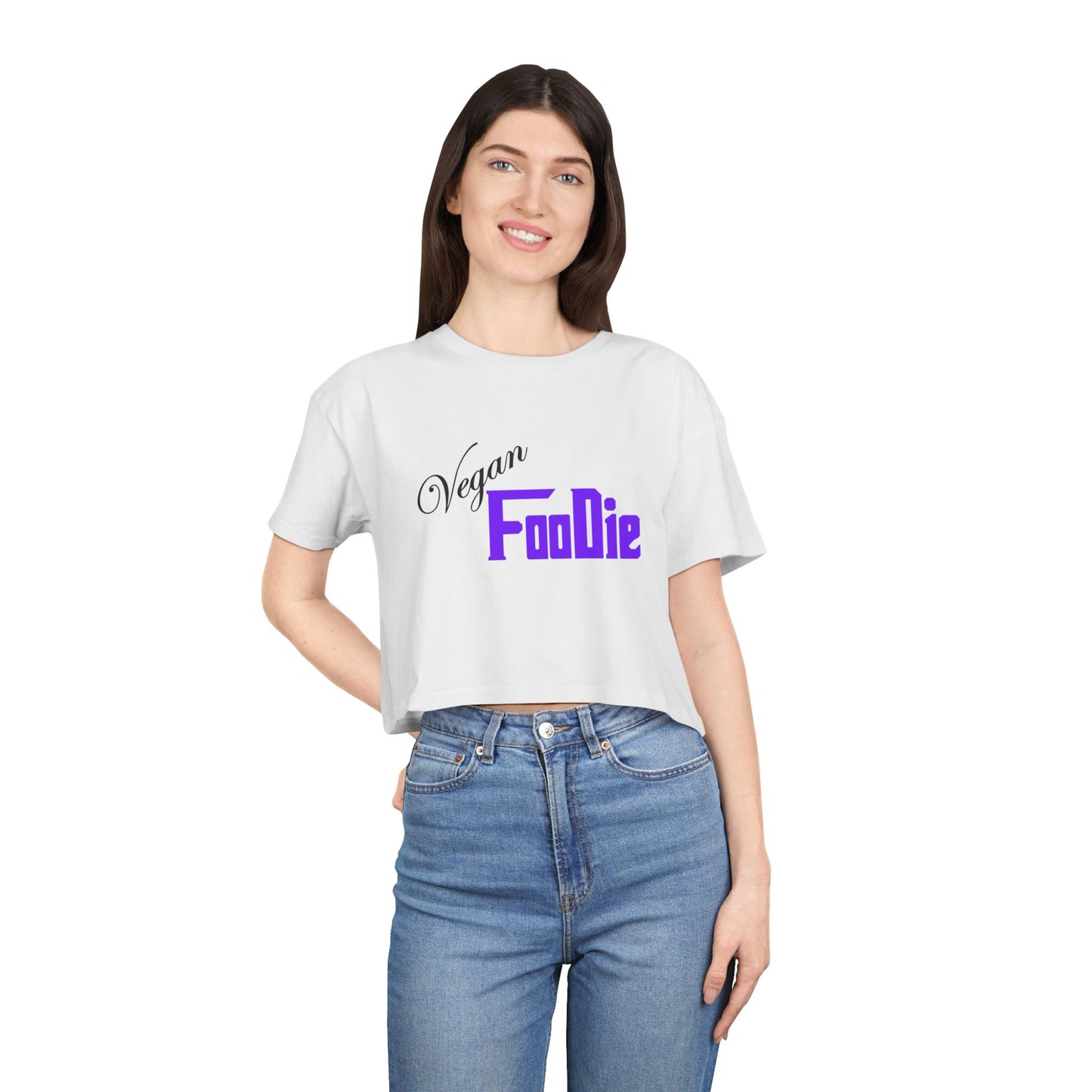 L.O.E.F Women Vegan Foodie Crop Tee (Violet)