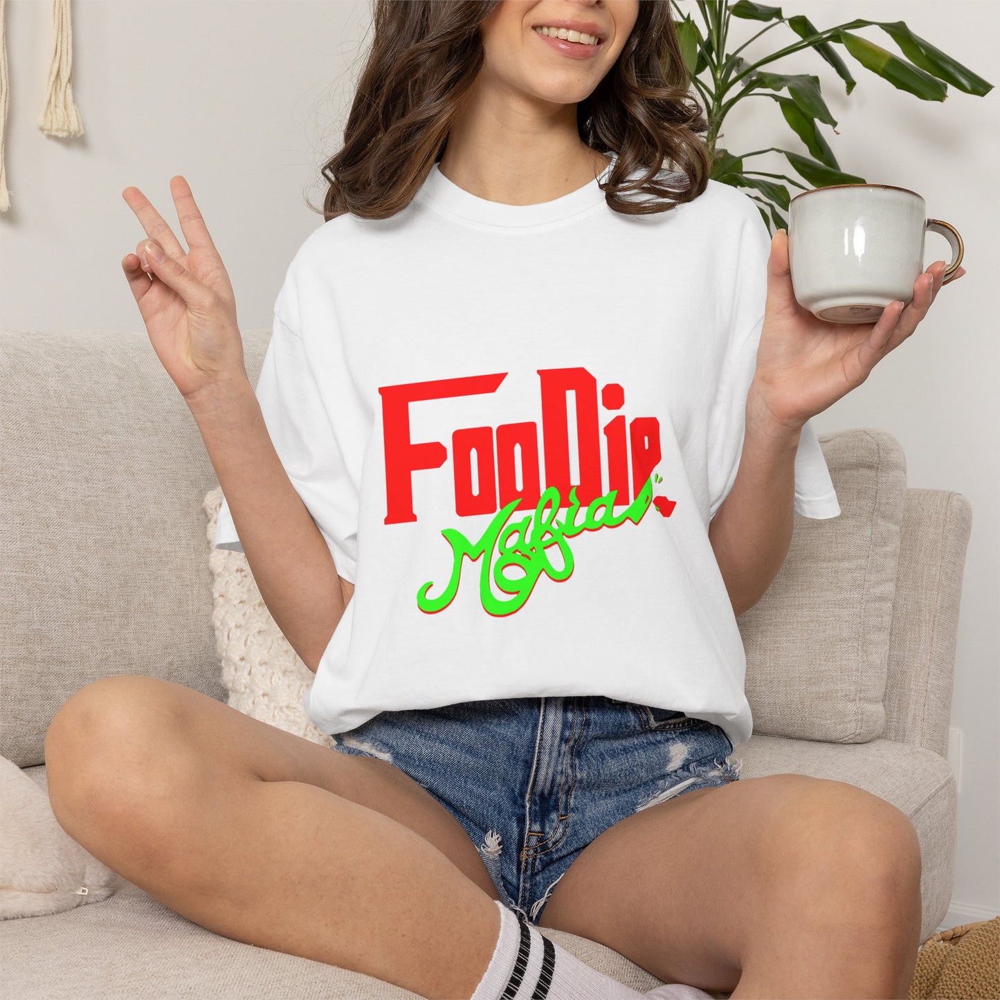 L.O.E.F Red Foodie Mafia Unisex Tee Shirt (Neon Green)