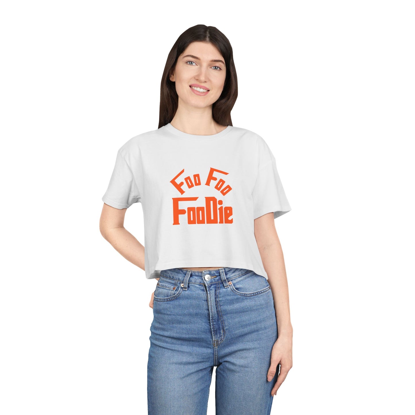 L.O.E.F FOO FOO FOODIE Women Crop Tee(Neon Orange)