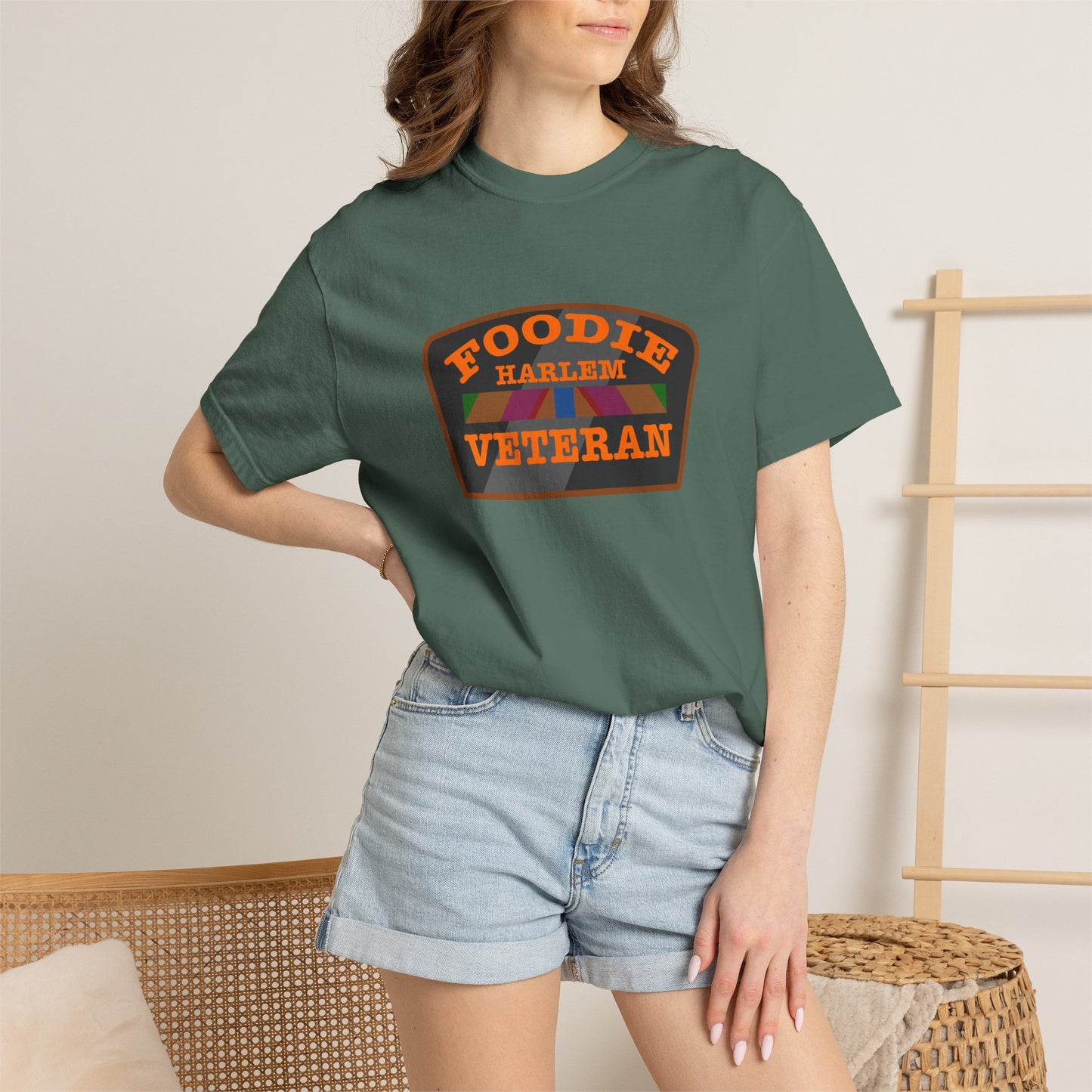 L.O.E.F Foodie Veteran HARLEM Unisex Tee Shirt (Orange)
