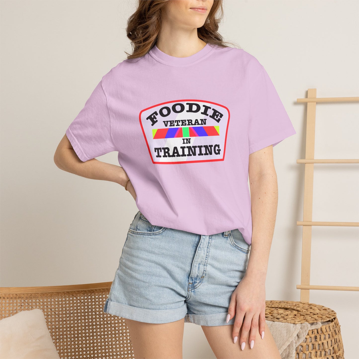 L.O.E.F Foodie Veteran IN TRAINING Unisex Tee Shirt (Soft Pink)