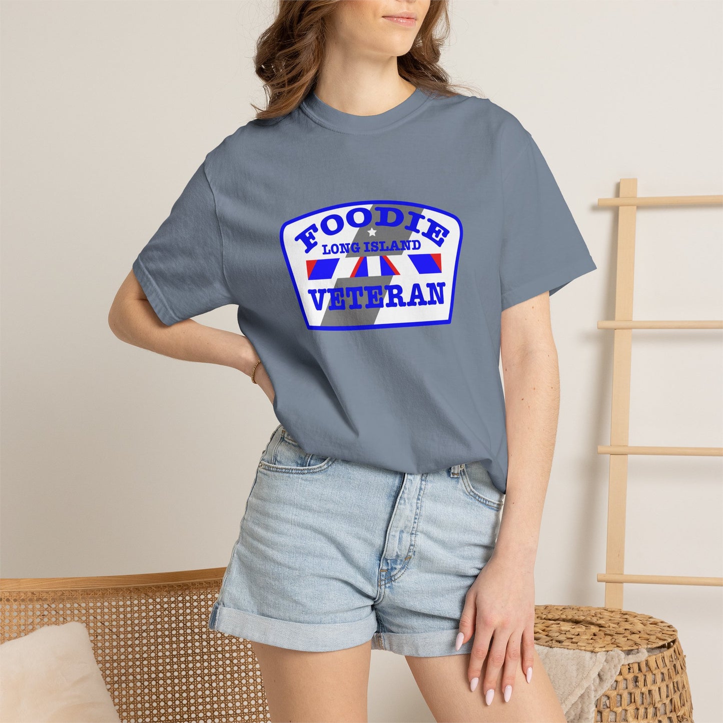 L.O.E.F Foodie Veteran Long Island Unisex Tee Shirt (Blue)