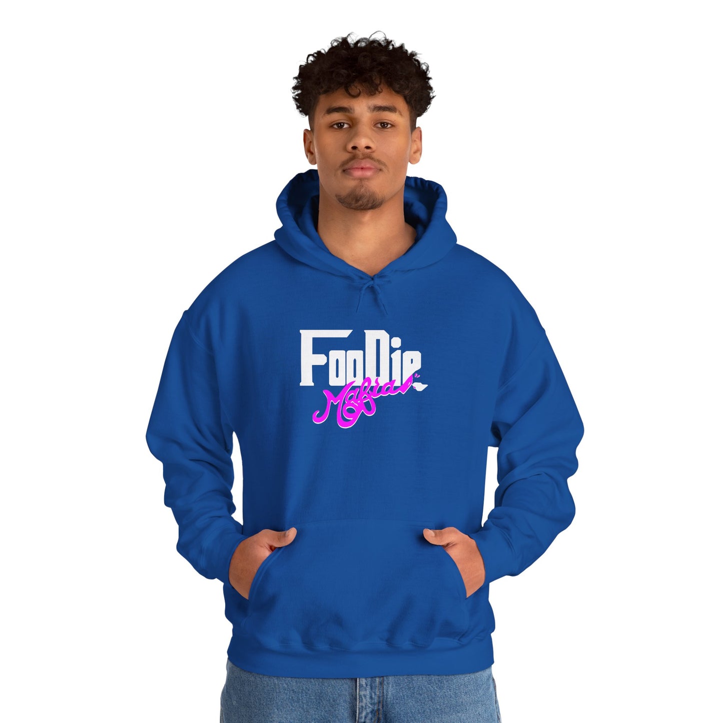 L.O.E.F White Foodie Mafia Unisex Hooded Sweatshirt (Fuchsia)