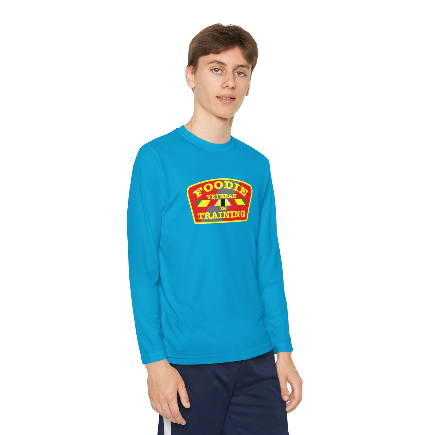 L.O.E.F Foodie Veteran In Training Youth Long Sleeve Tee (Yellow and Red)