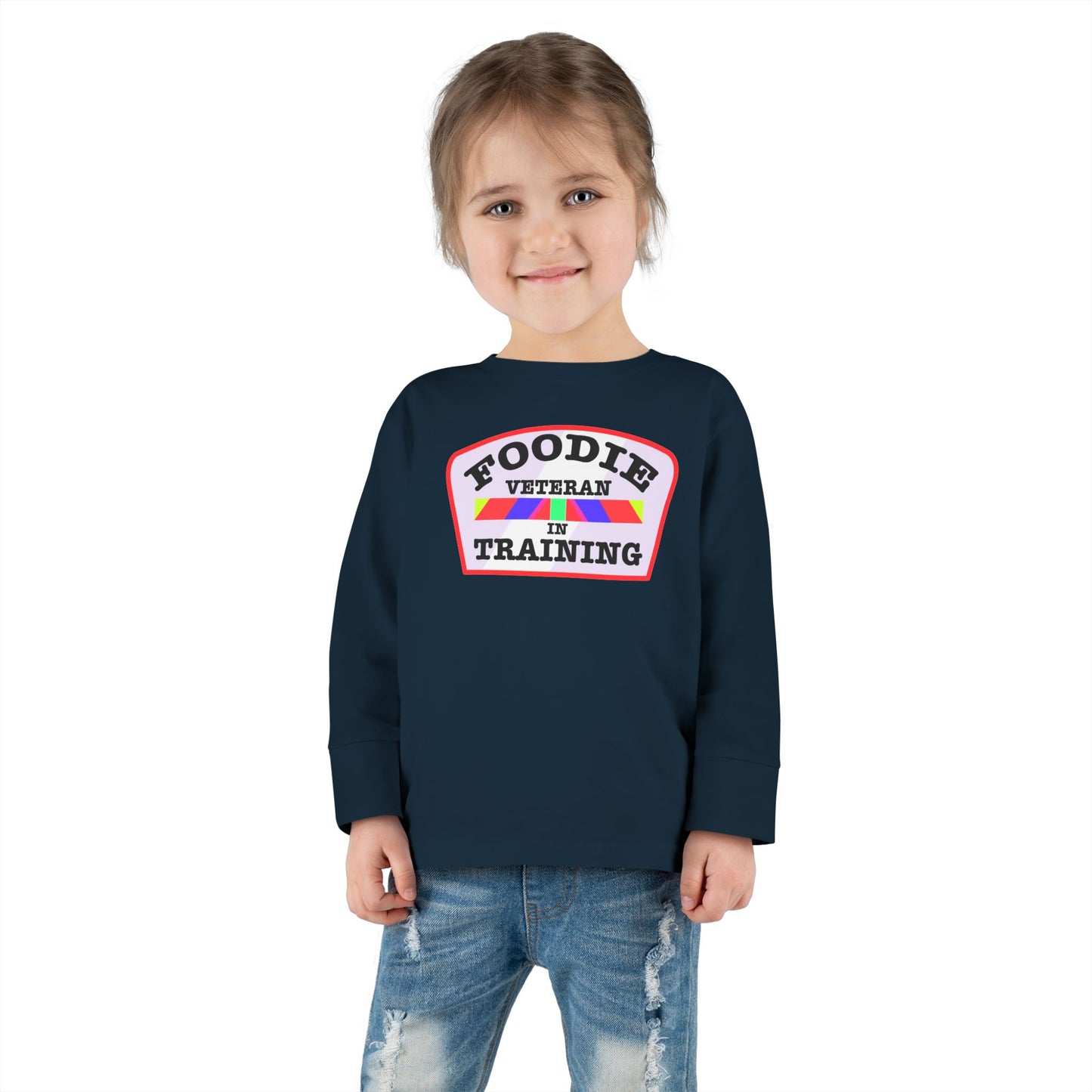 L.O.E.F Foodie Veteran In Training Toddler Long Sleeve Tee (Soft Pink)