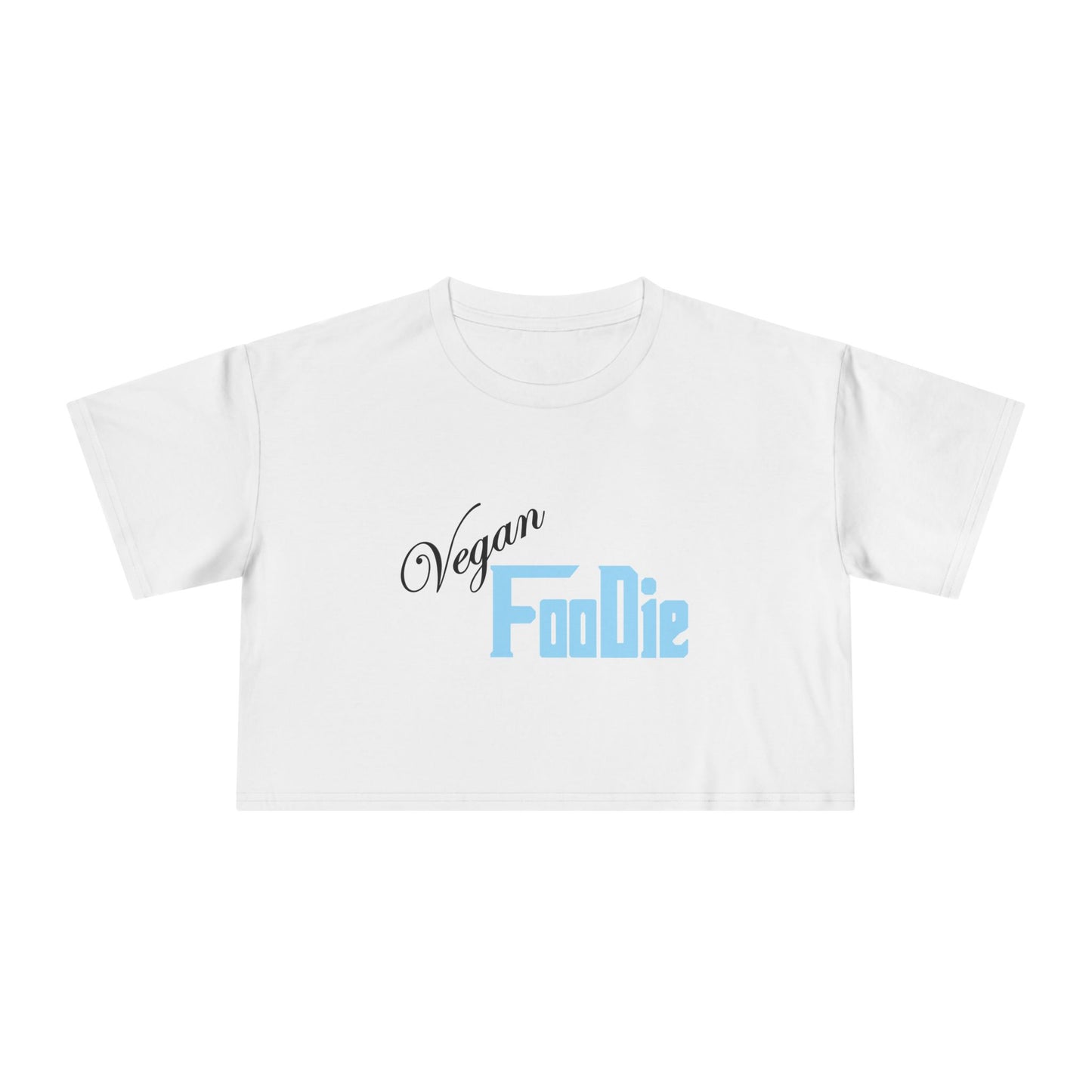L.O.E.F Women Vegan Foodie Crop Tee (Light Blue)